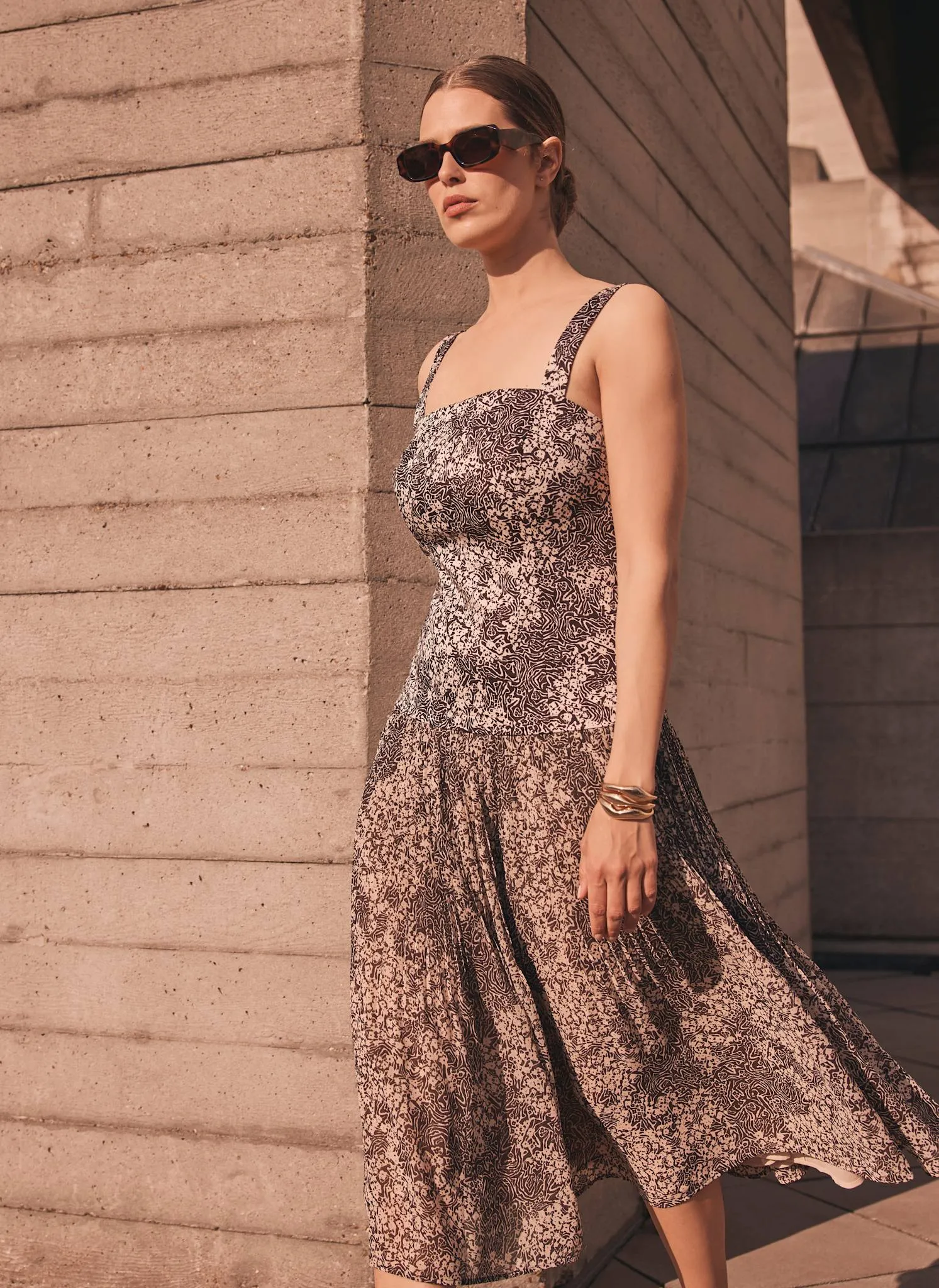 Brown Floral Print Midi Dress sold by Mint Velvet