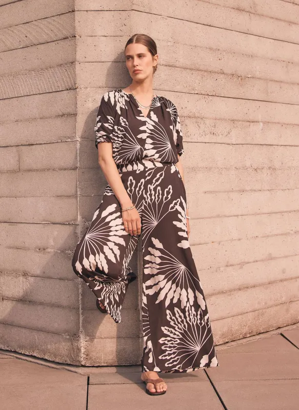 Brown Palm Print Wide Trousers sold by Mint Velvet