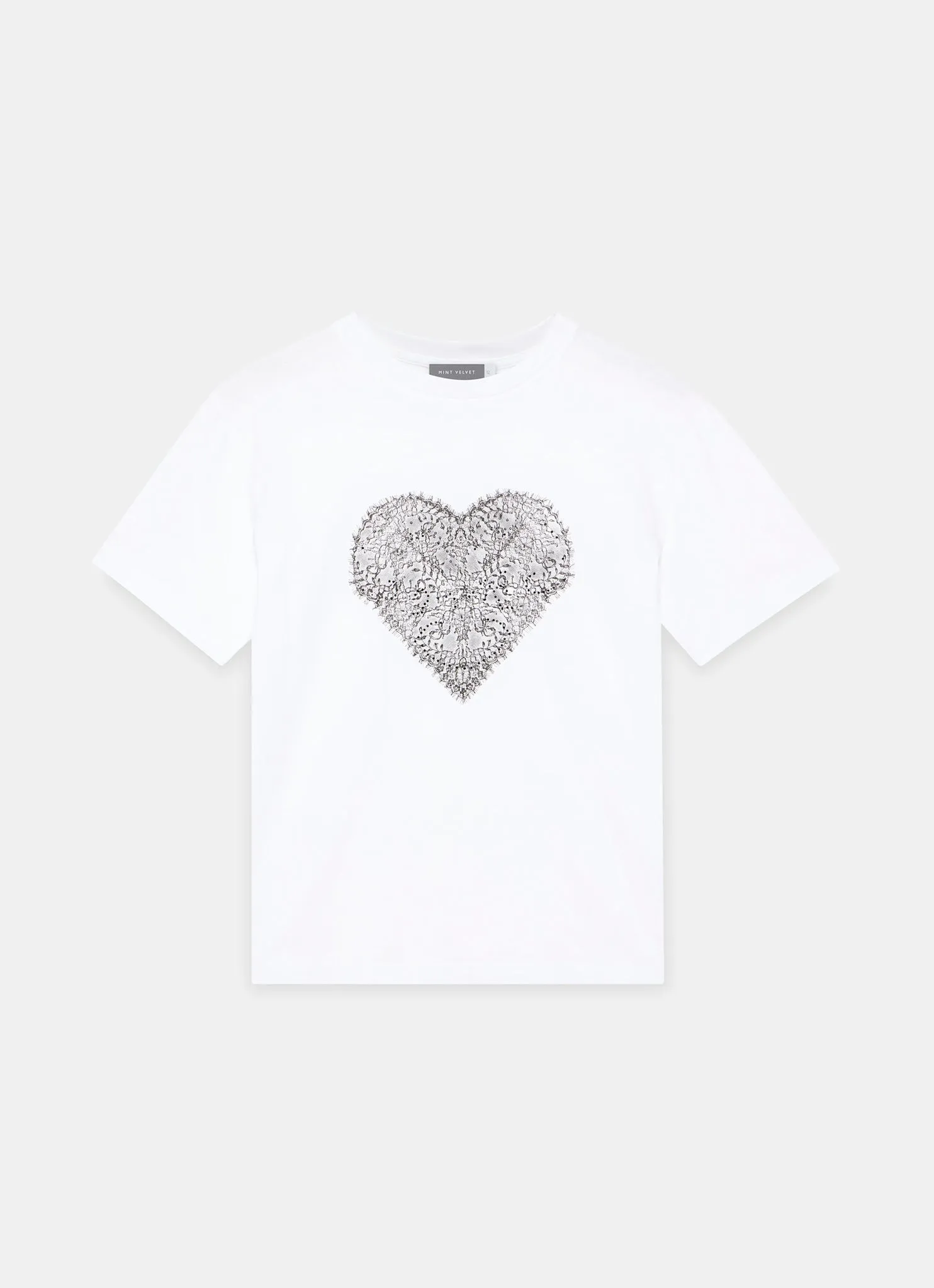 White Lace Heart Graphic T-Shirt sold by Mint Velvet product image thumbnail 5