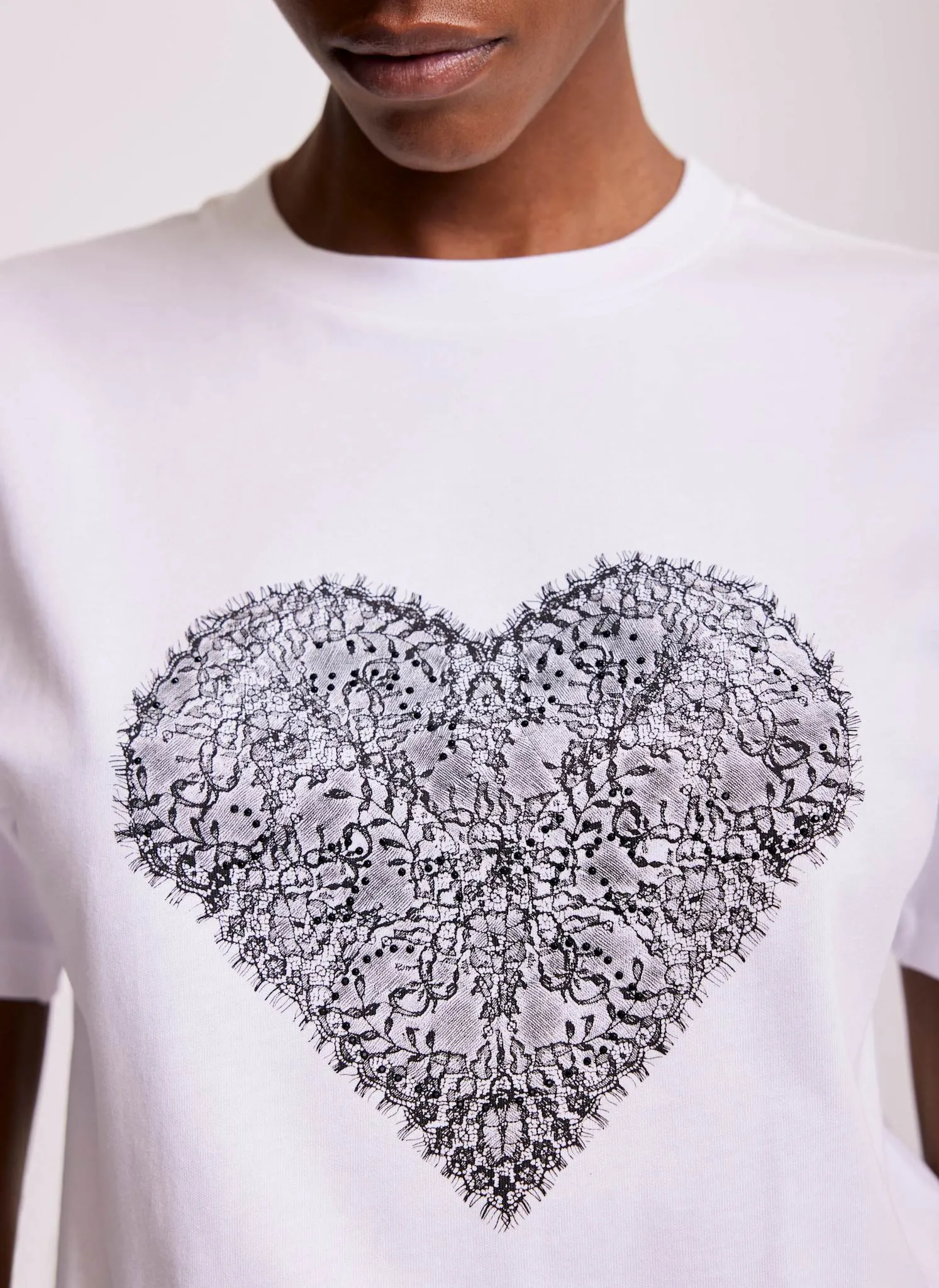 White Lace Heart Graphic T-Shirt sold by Mint Velvet product image thumbnail 3