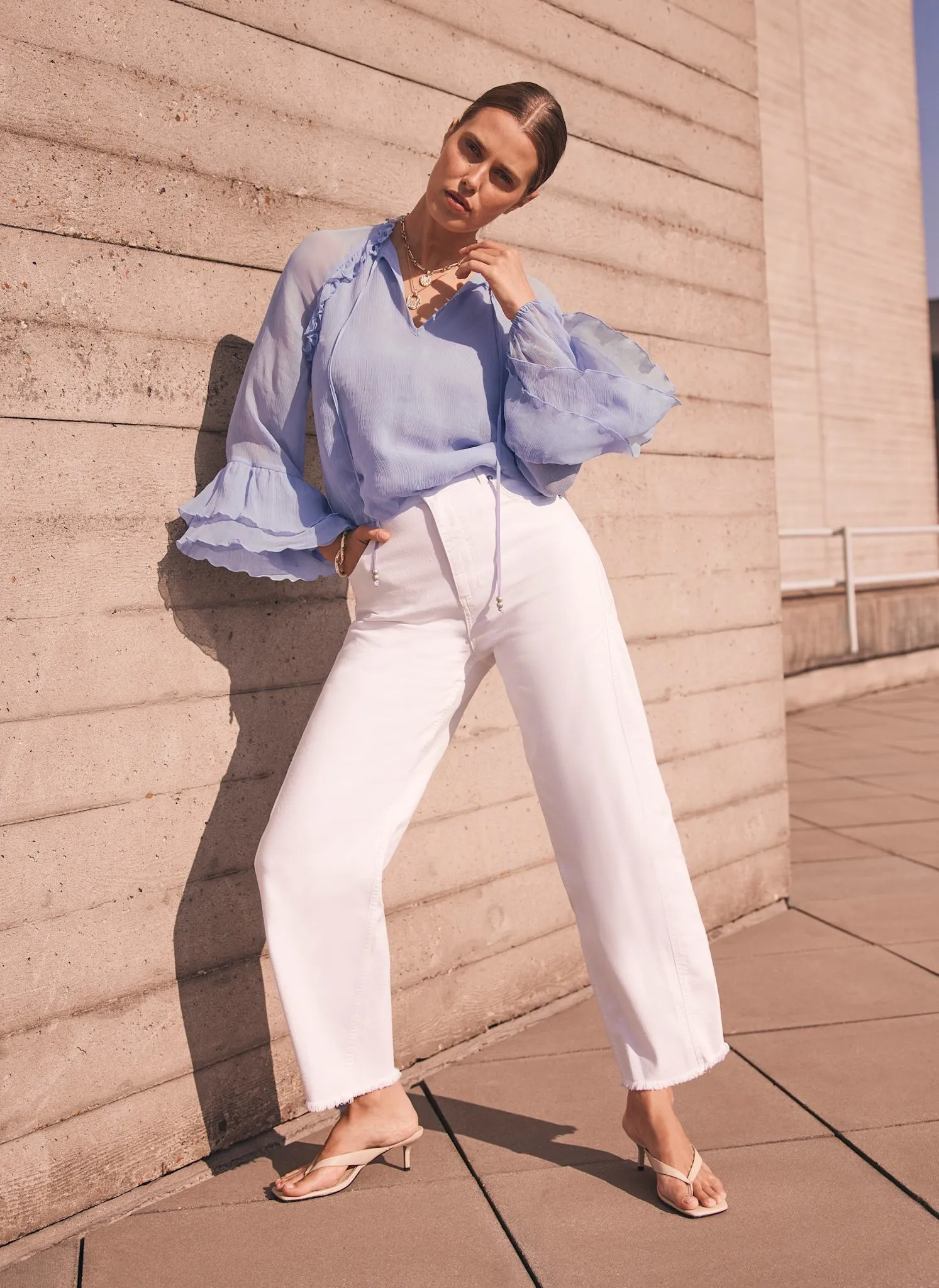 Blue Ruffle Detail Blouse sold by Mint Velvet product image thumbnail 2