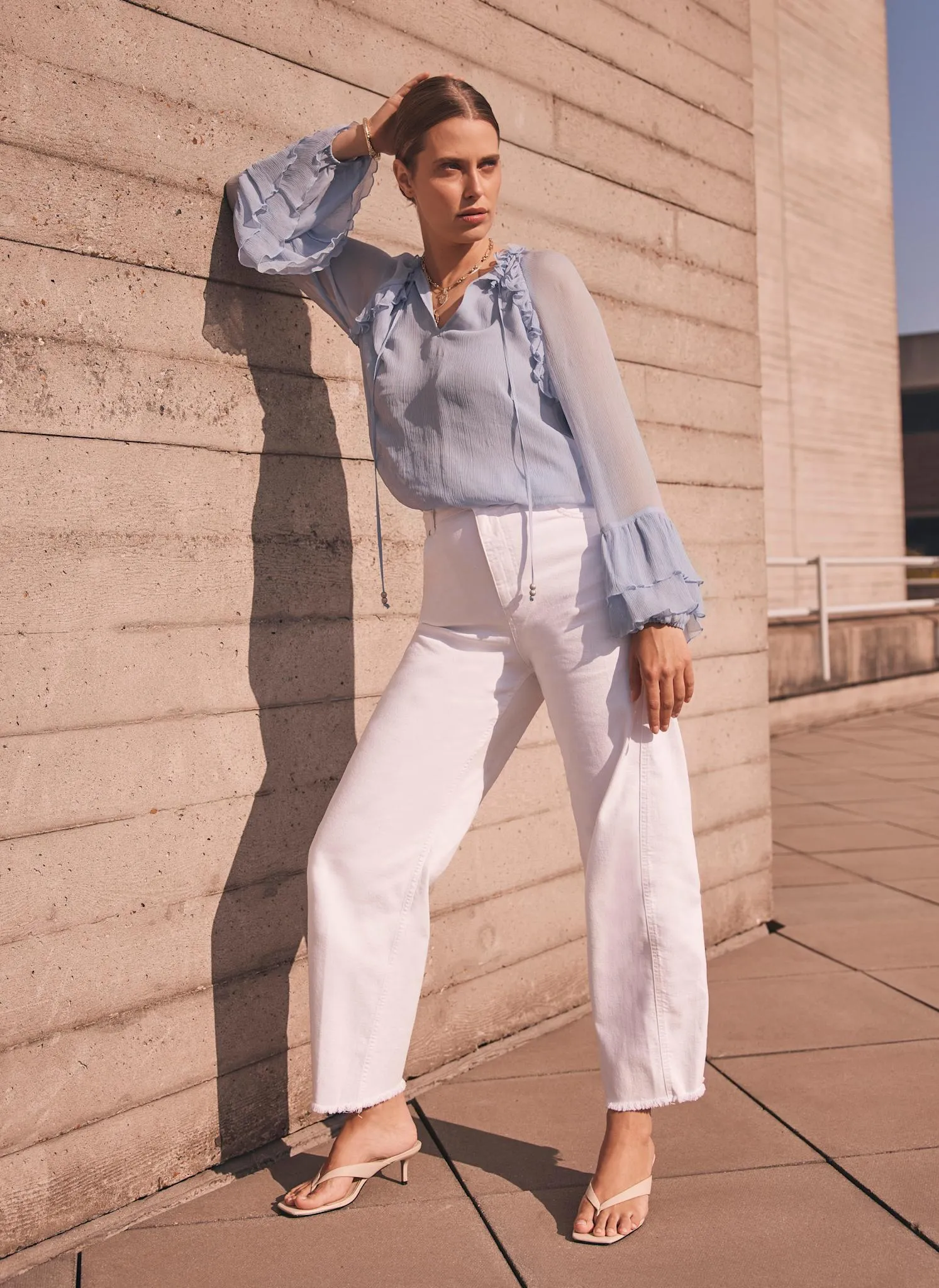 Blue Ruffle Detail Blouse sold by Mint Velvet product image thumbnail 5