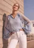 Blue Ruffle Detail Blouse sold by Mint Velvet