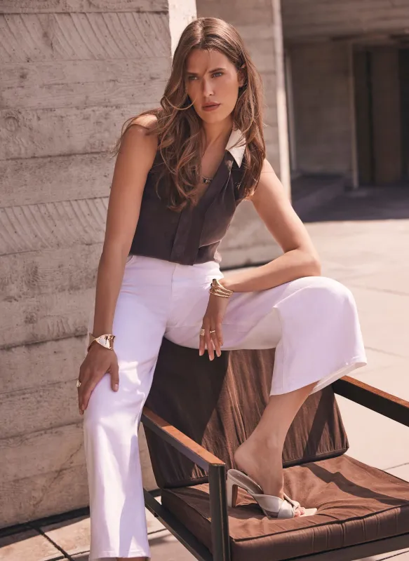 Brown Contrast Collar Top sold by Mint Velvet