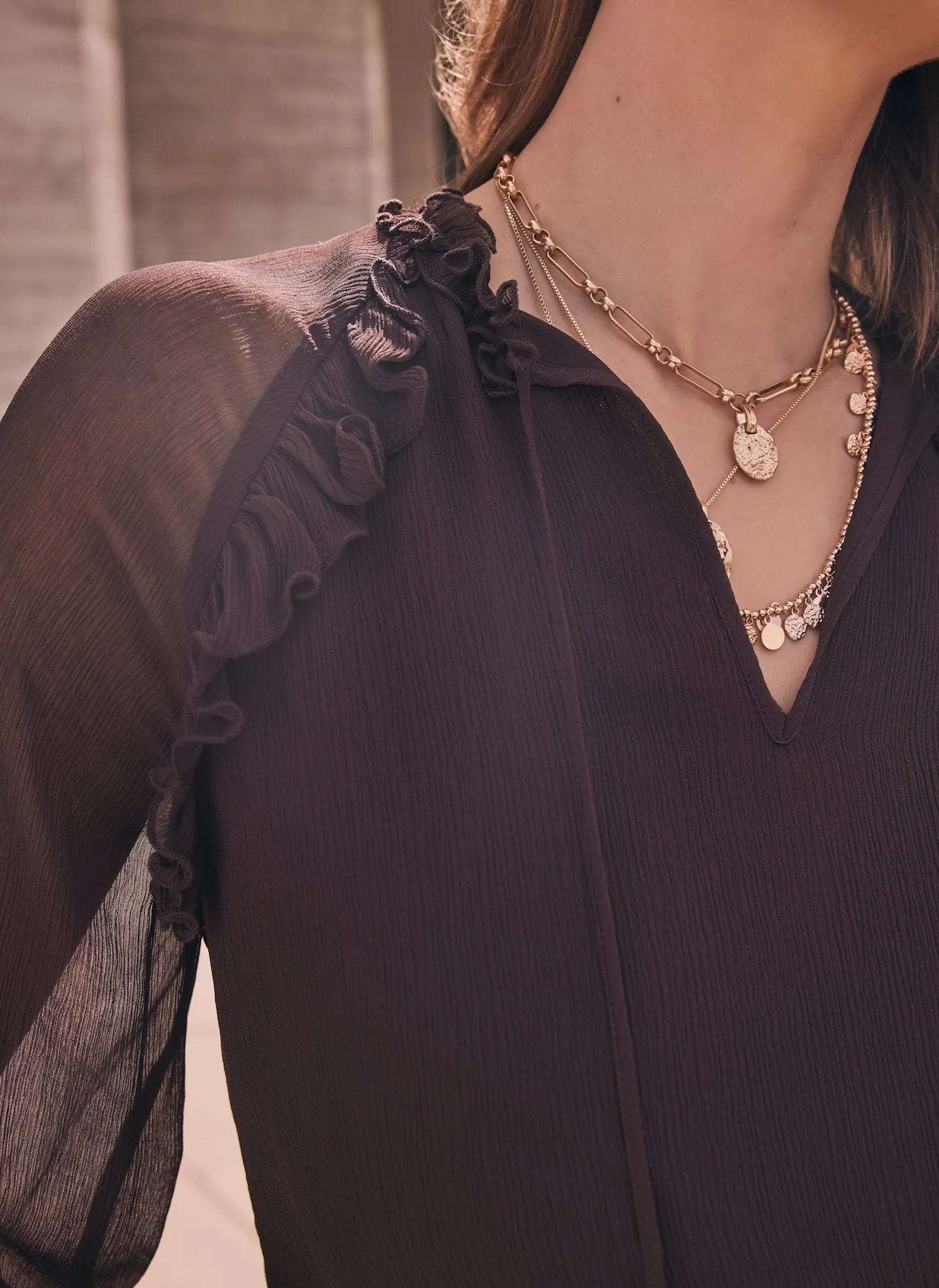 Brown Ruffle Detail Blouse sold by Mint Velvet product image thumbnail 4