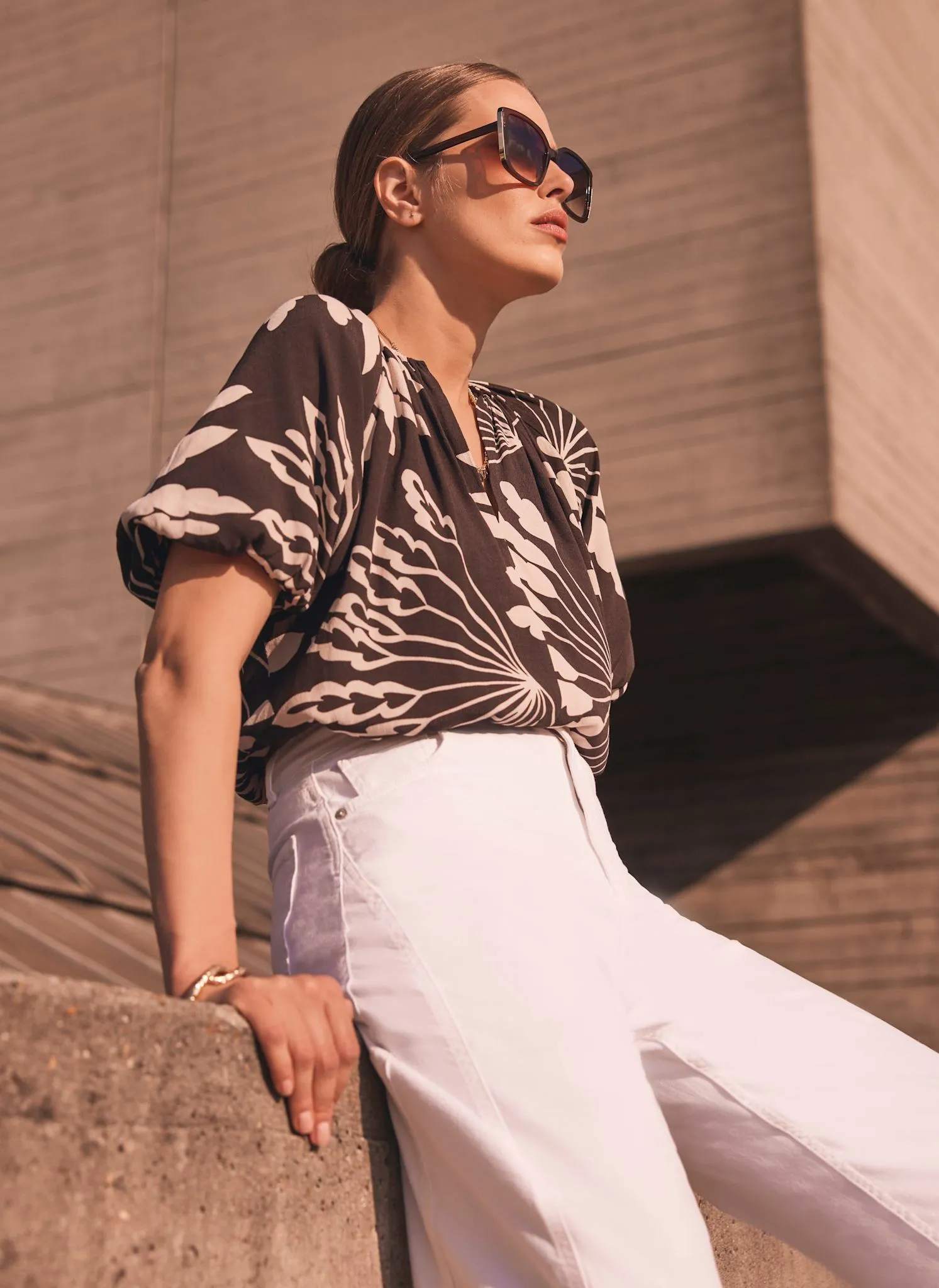 Brown Palm Print Top sold by Mint Velvet