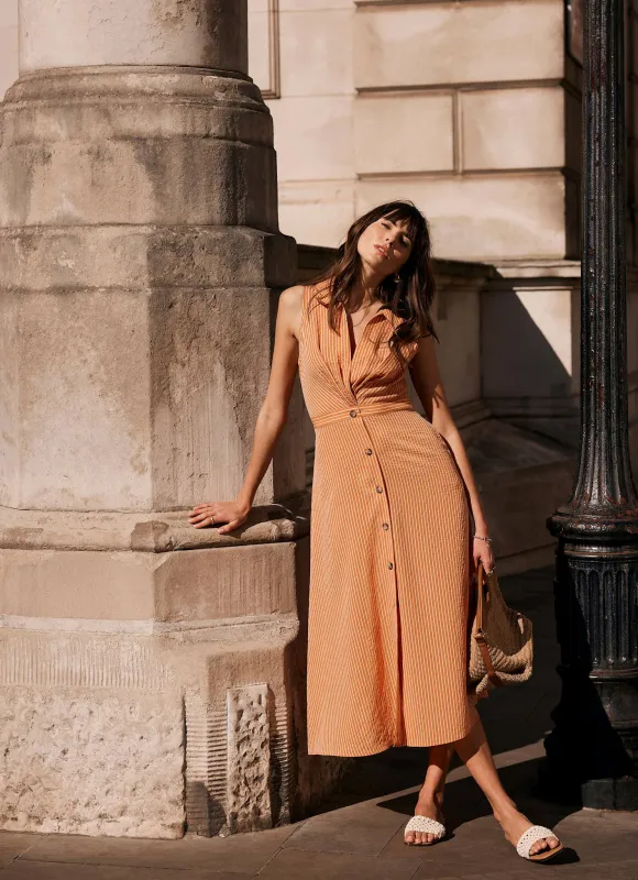 Orange Striped Midi Dress sold by Mint Velvet