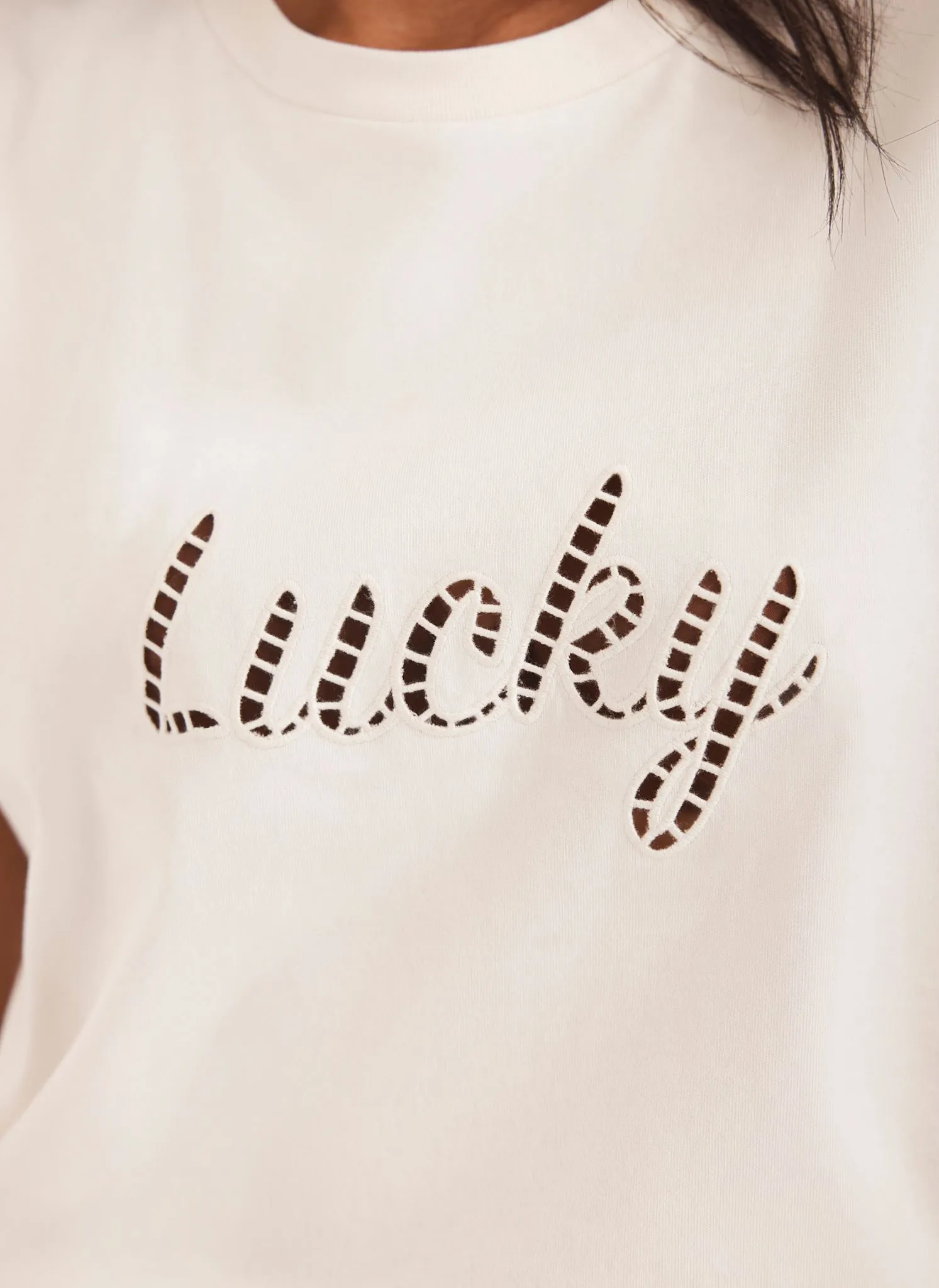 Cream Cotton Cut Out Lucky T-Shirt sold by Mint Velvet product image thumbnail 3