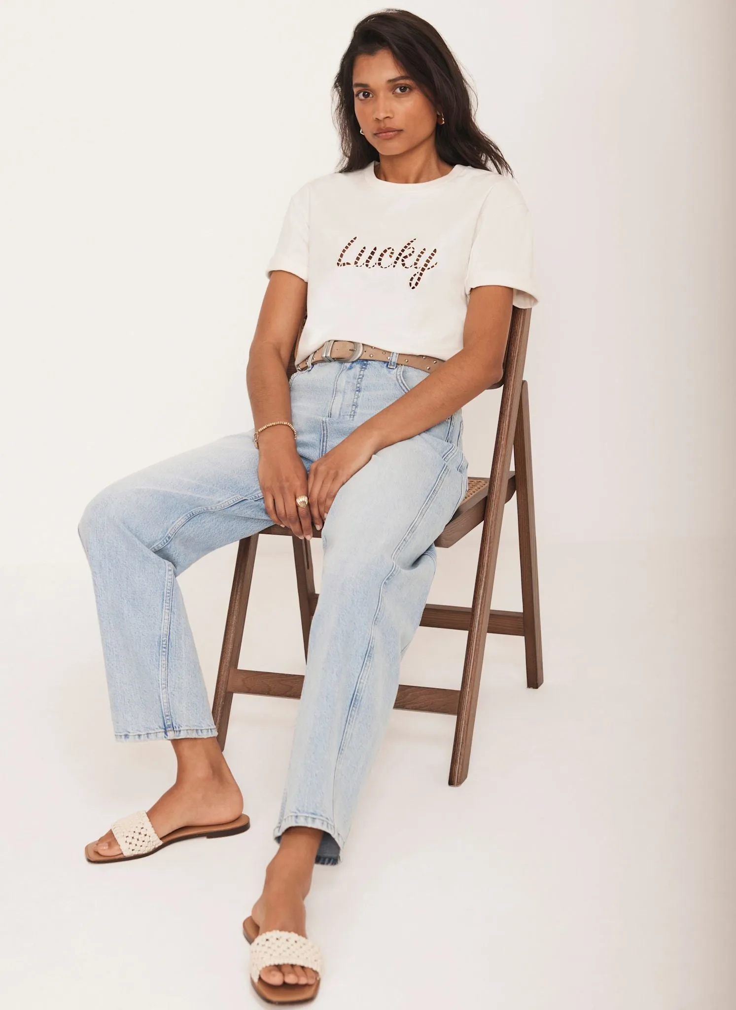 Cream Cotton Cut Out Lucky T-Shirt sold by Mint Velvet product image thumbnail 4