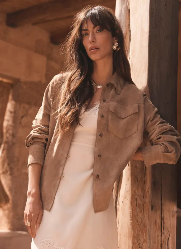 Neutral Suede Shirt sold by Mint Velvet