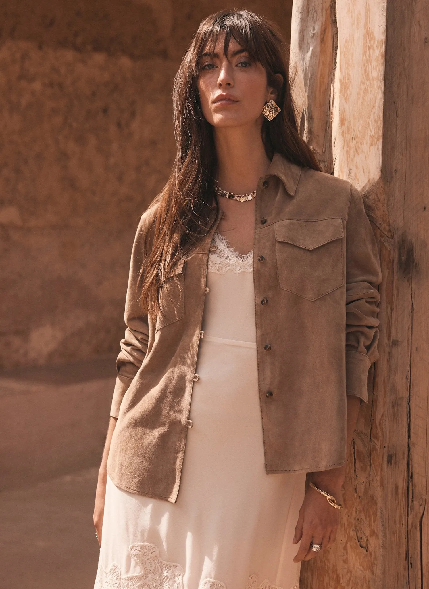 Neutral Suede Shirt sold by Mint Velvet product image thumbnail 2