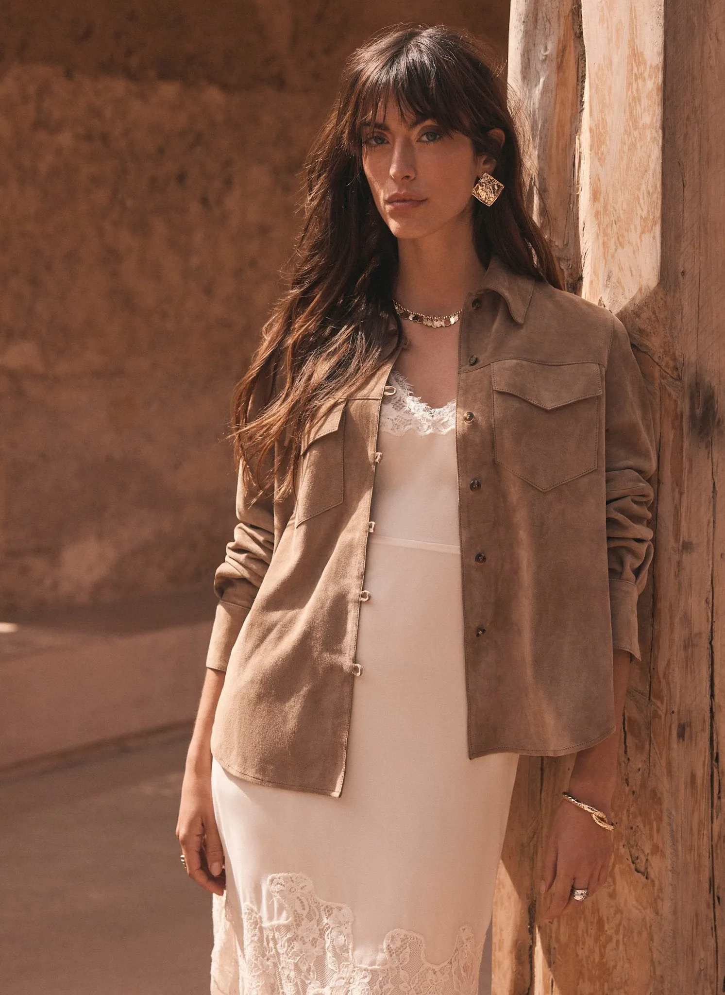 Neutral Suede Shirt sold by Mint Velvet product image thumbnail 5