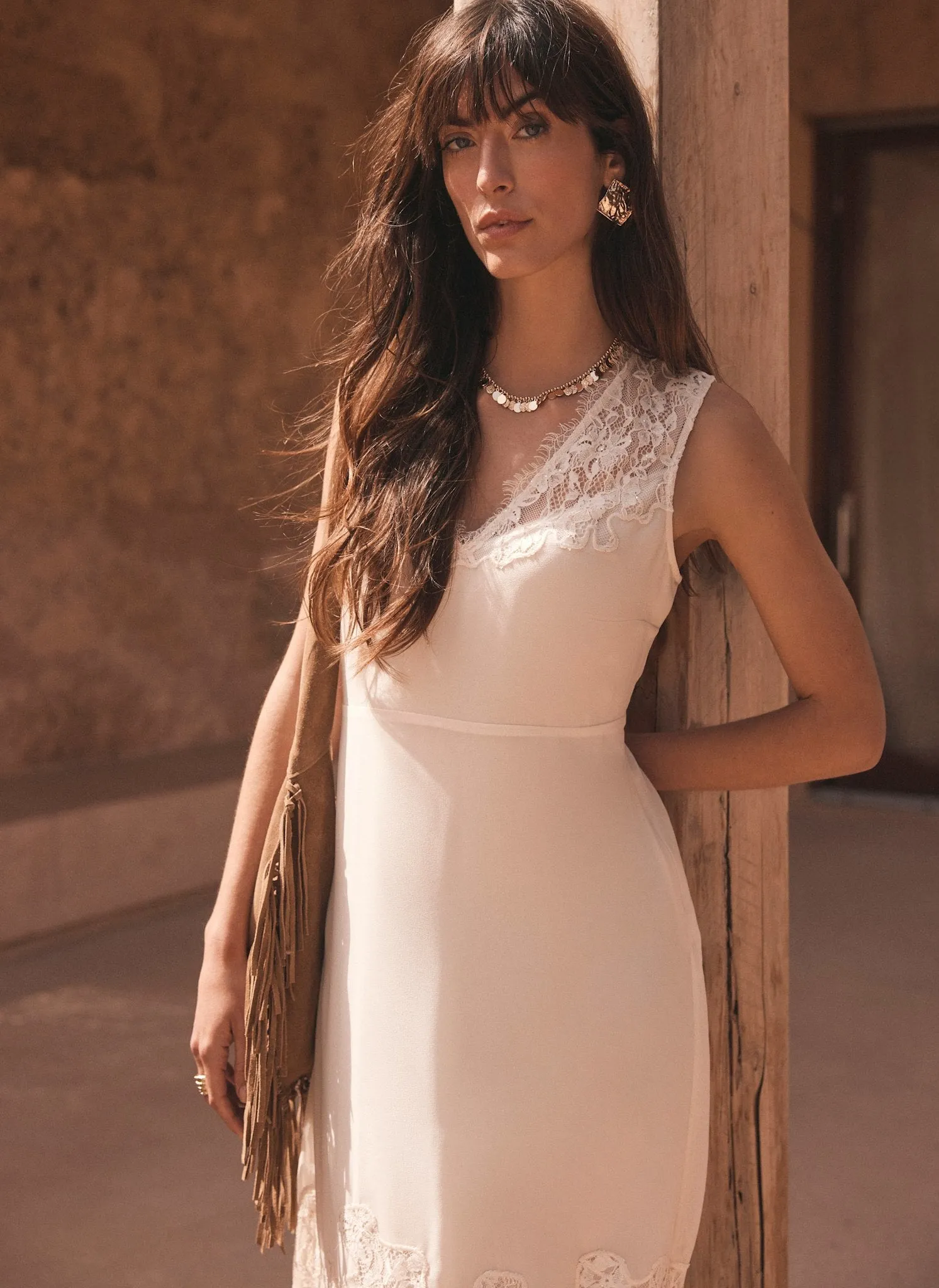 Cream Lace Midi Slip Dress sold by Mint Velvet product image thumbnail 3