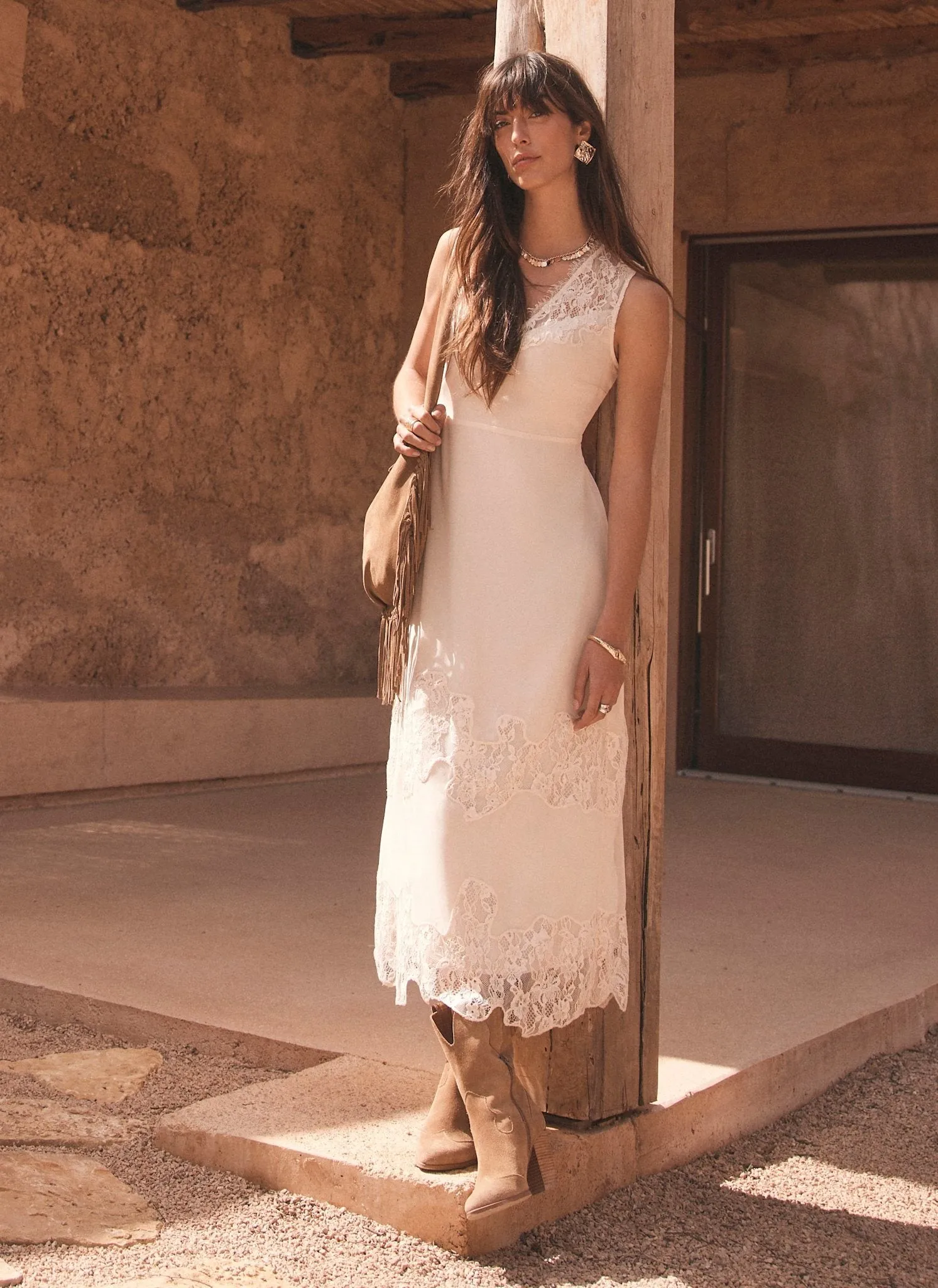 Cream Lace Midi Slip Dress sold by Mint Velvet product image thumbnail 2