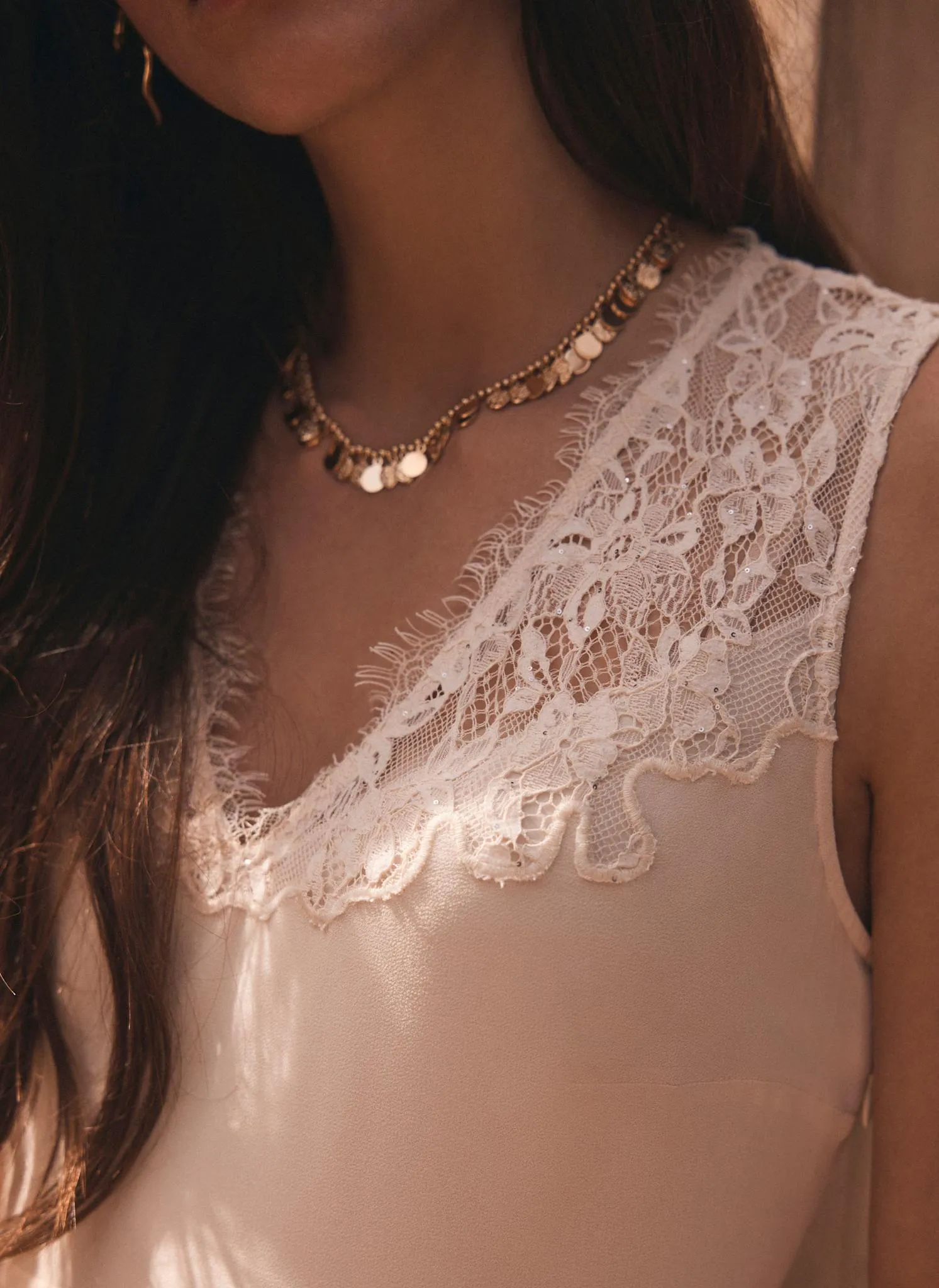 Cream Lace Midi Slip Dress sold by Mint Velvet product image thumbnail 4