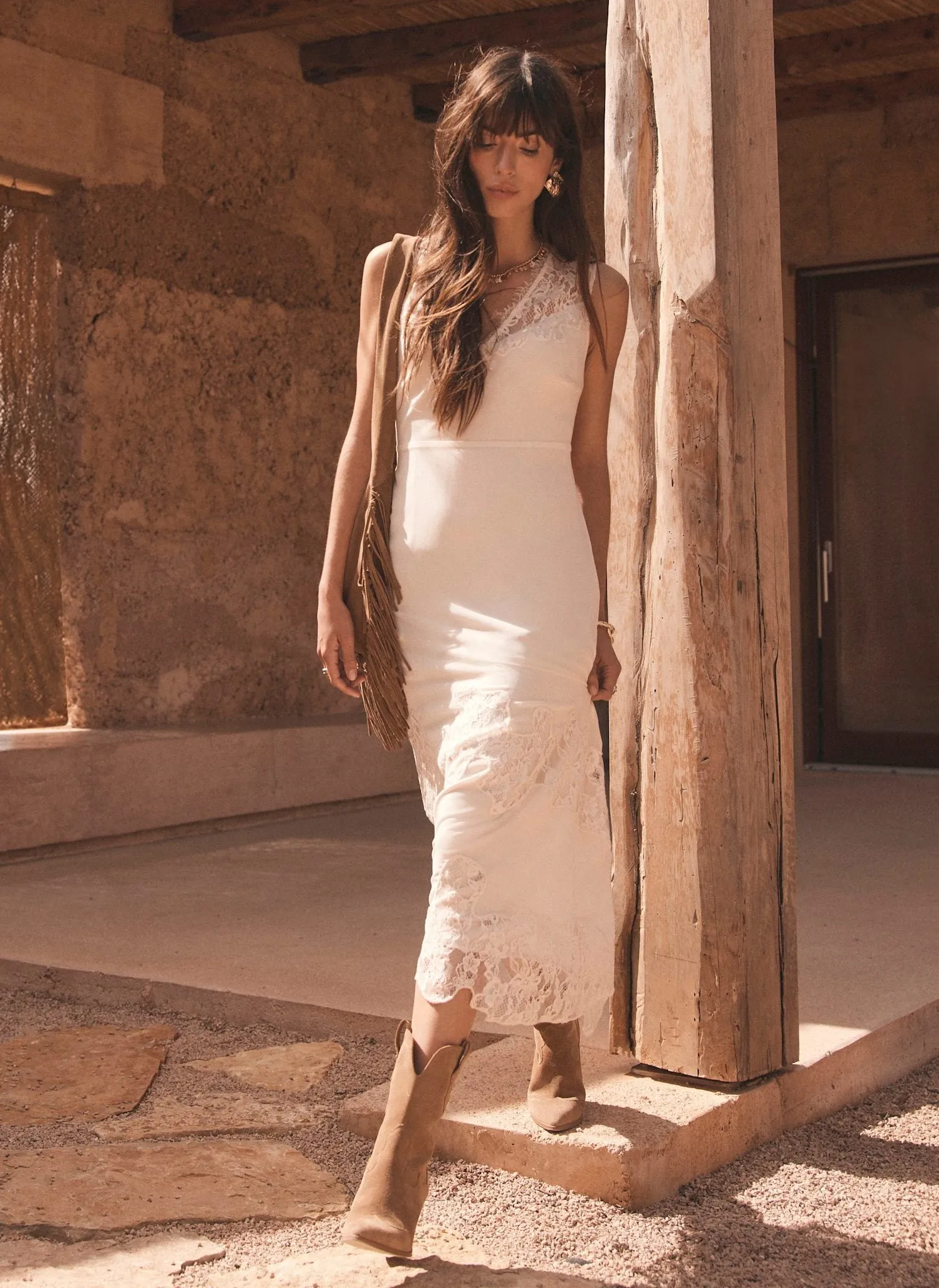 Cream Lace Midi Slip Dress sold by Mint Velvet