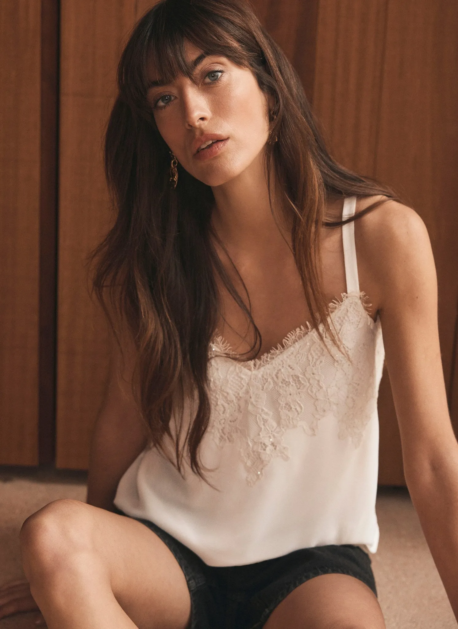 Cream Lace Trim Camisole Top sold by Mint Velvet