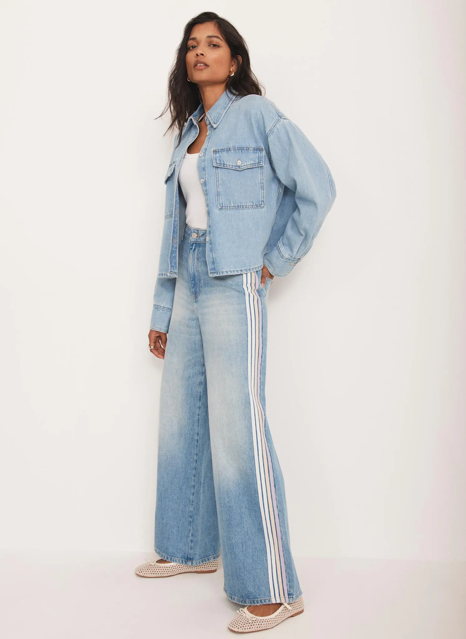 Indigo Wash Side Stripe Wide Jeans sold by Mint Velvet product image thumbnail 2