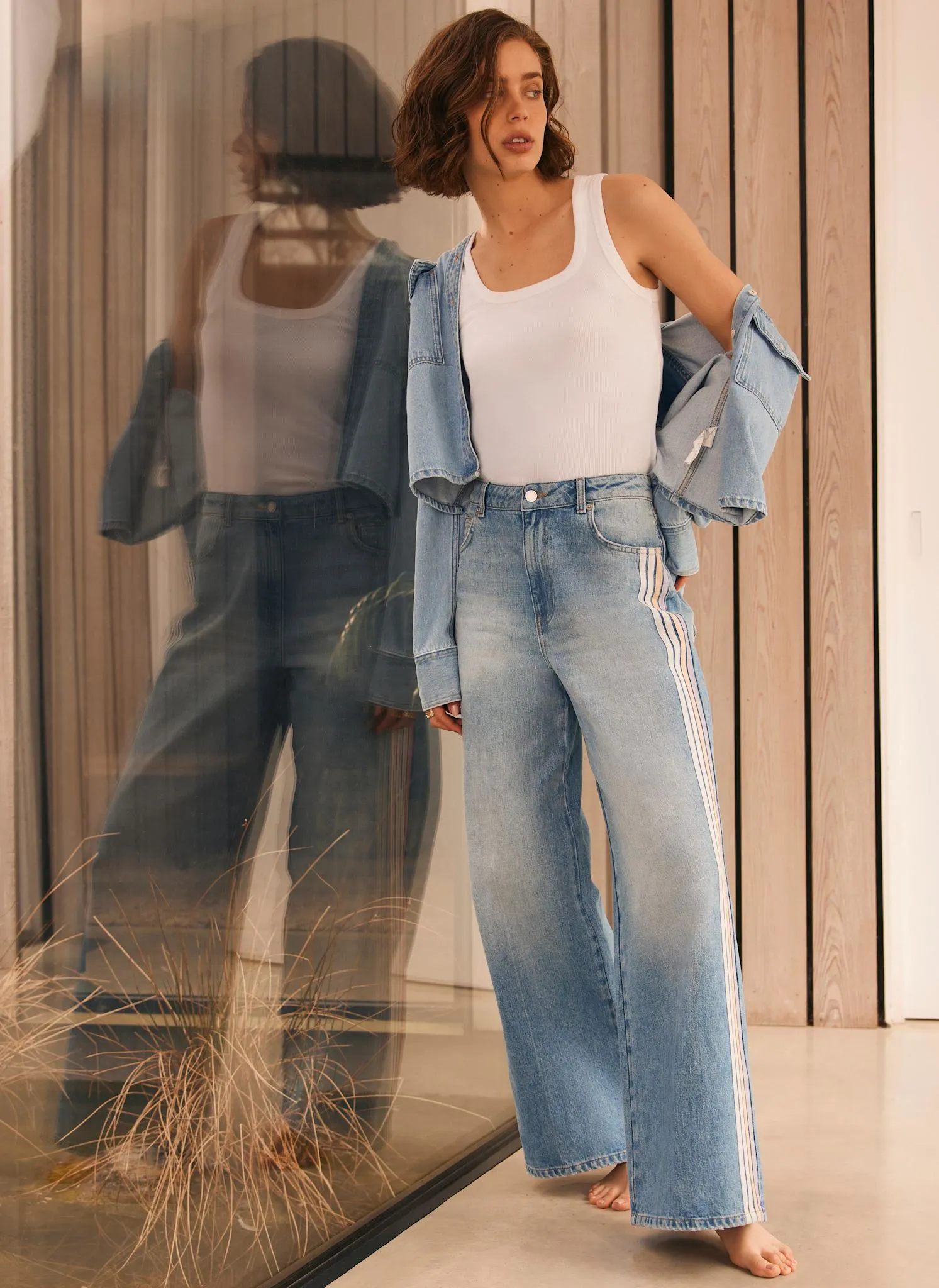 Indigo Wash Side Stripe Wide Jeans sold by Mint Velvet product image thumbnail 3