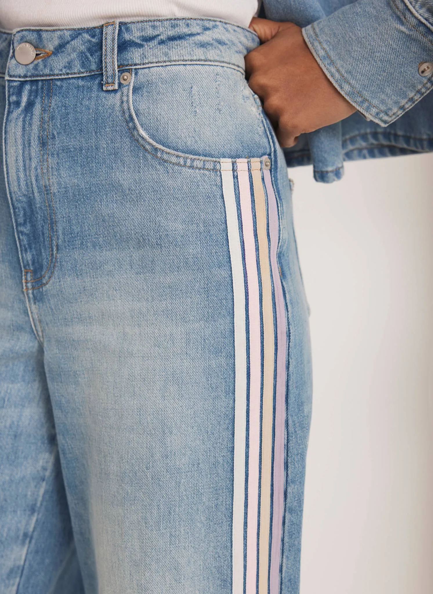 Indigo Wash Side Stripe Wide Jeans sold by Mint Velvet product image thumbnail 4