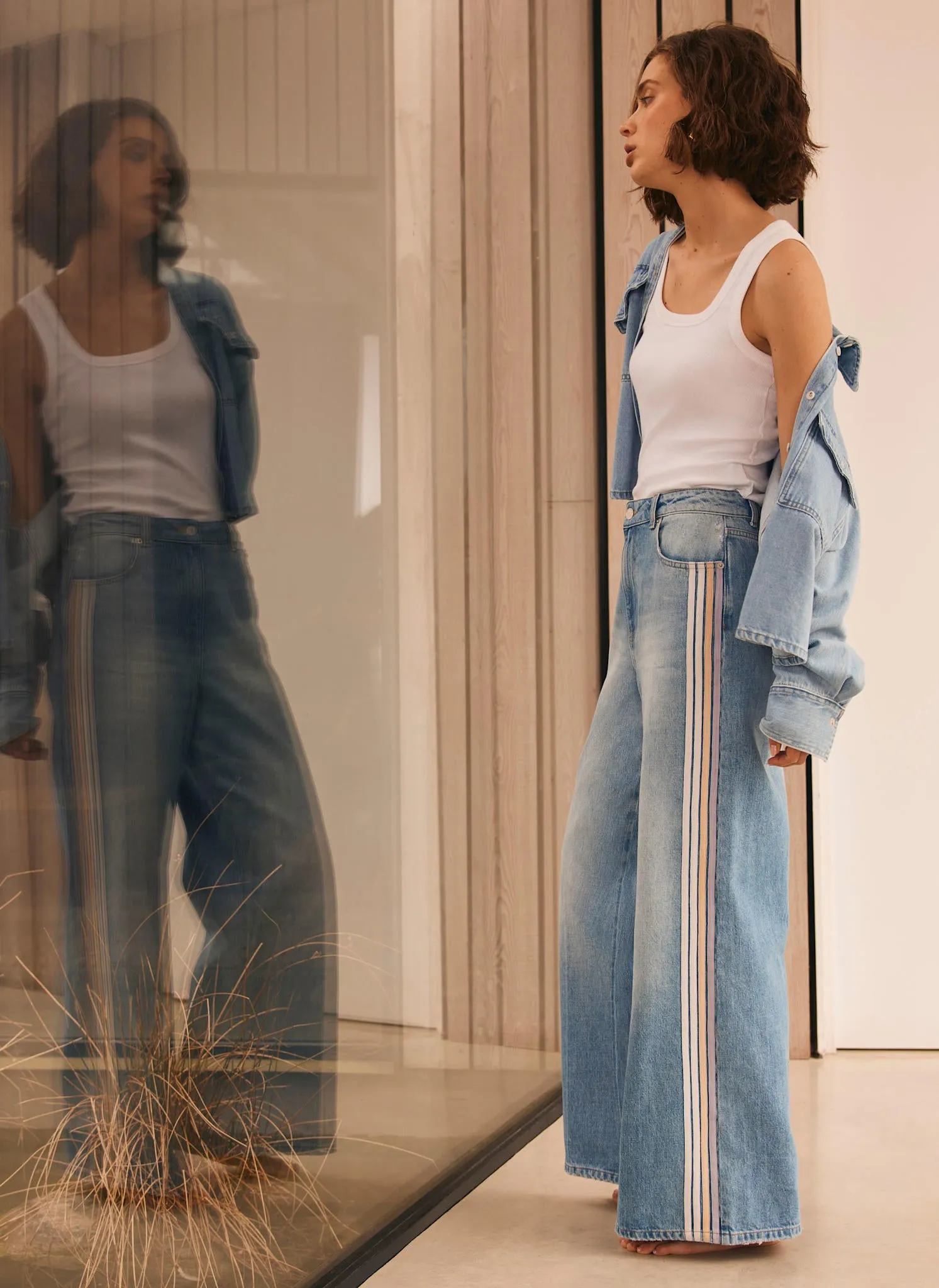 Indigo Wash Side Stripe Wide Jeans sold by Mint Velvet product image thumbnail 5