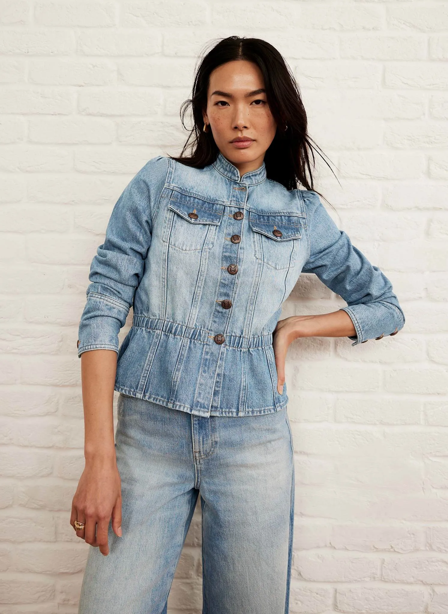 Indigo Puff Sleeve Denim Jacket sold by Mint Velvet