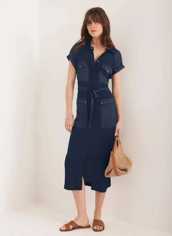 Navy Utility Midi Dress sold by Mint Velvet