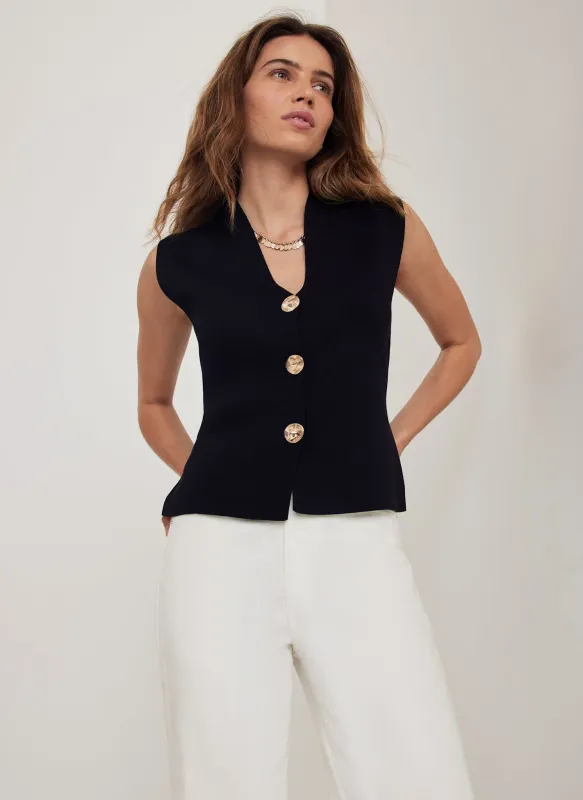 Black Knit Waistcoat sold by Mint Velvet
