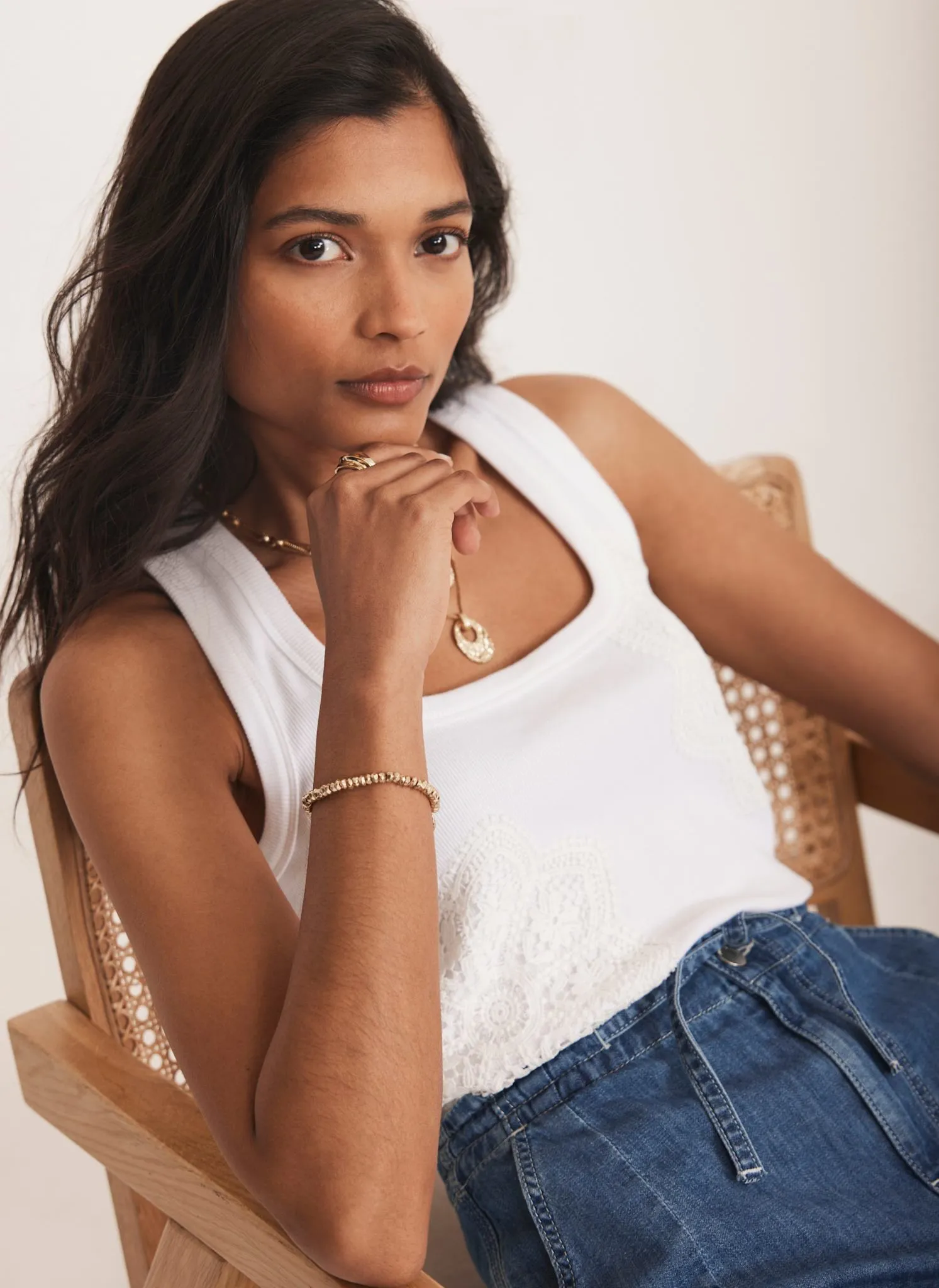 White Cotton Blend Crochet Vest Top sold by Mint Velvet product image thumbnail 5