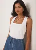White Cotton Blend Crochet Vest Top sold by Mint Velvet