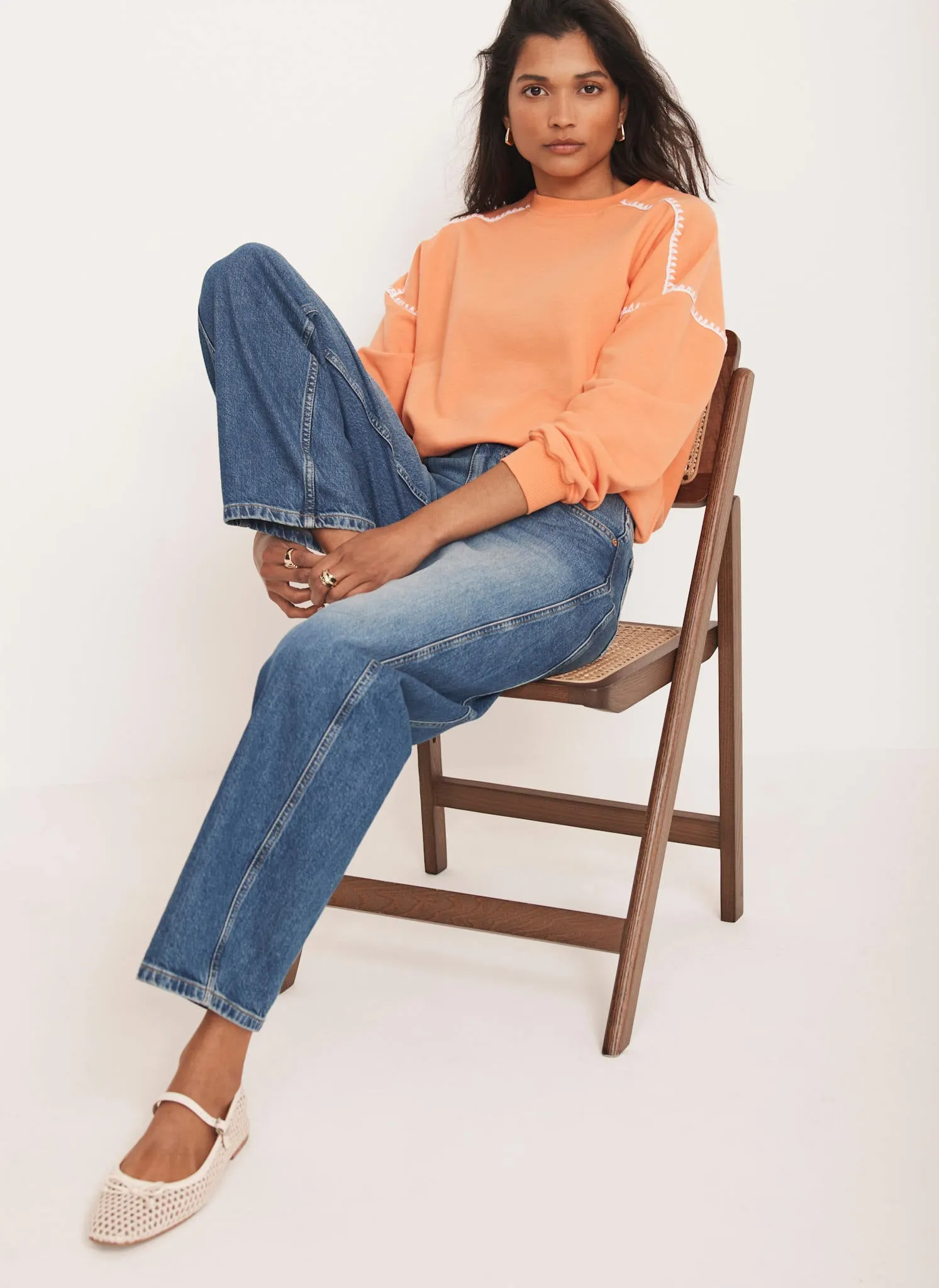 Orange Contrast Detail Sweatshirt sold by Mint Velvet product image thumbnail 3
