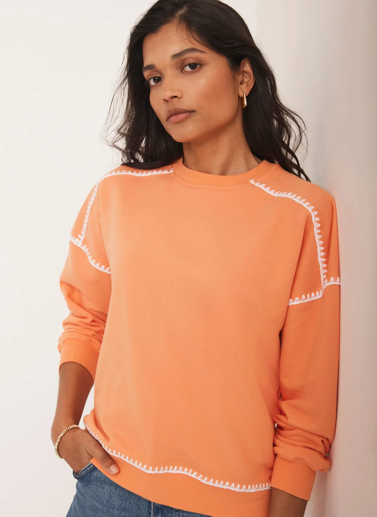 Orange Contrast Detail Sweatshirt sold by Mint Velvet product image thumbnail 5