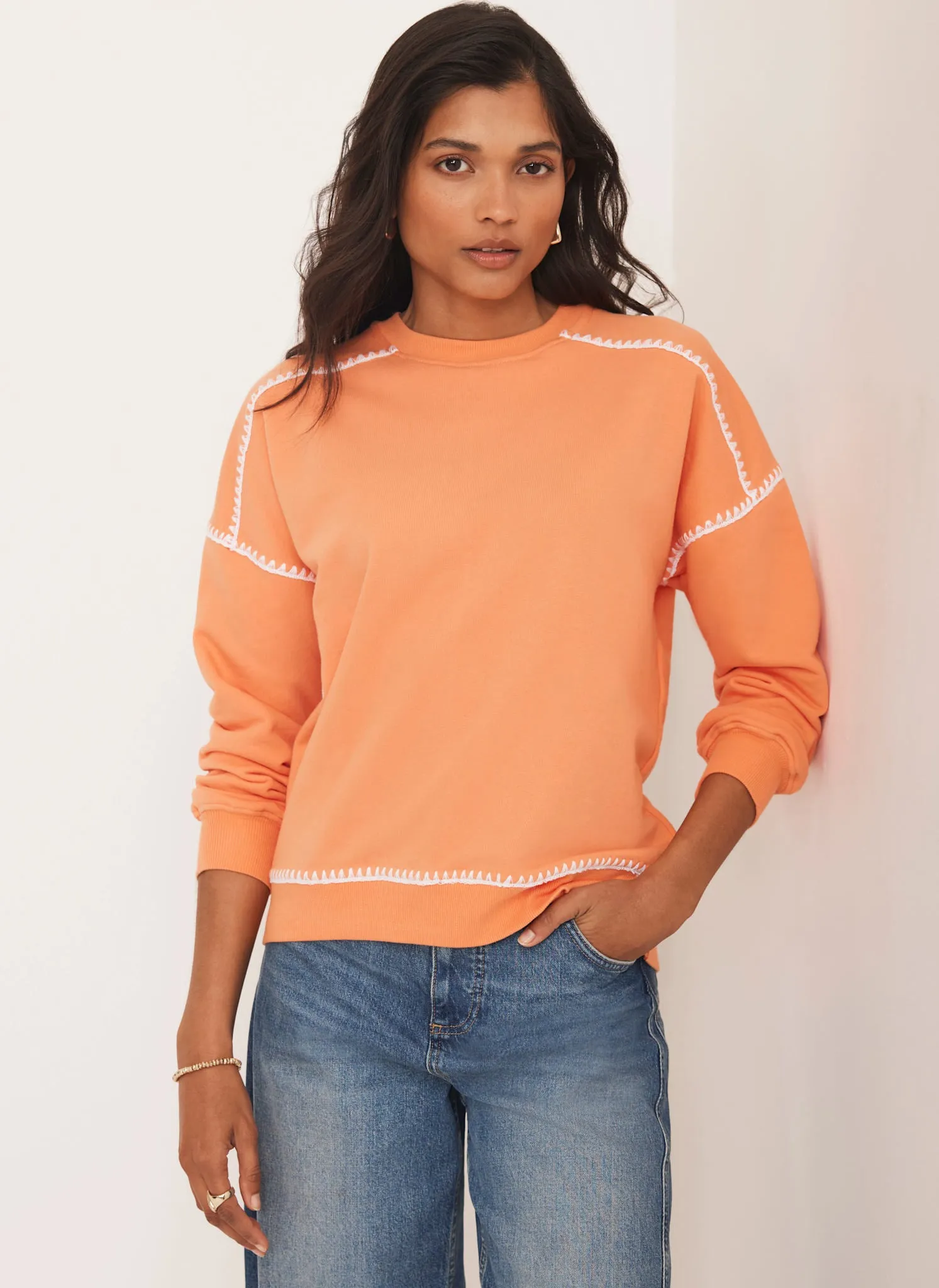 Orange Contrast Detail Sweatshirt sold by Mint Velvet product image thumbnail 2