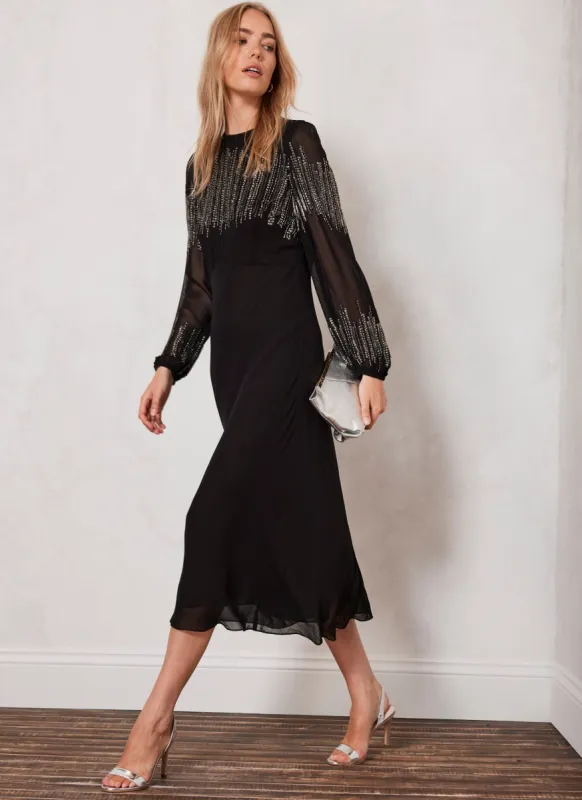 Black Embellished Midi Dress sold by Mint Velvet