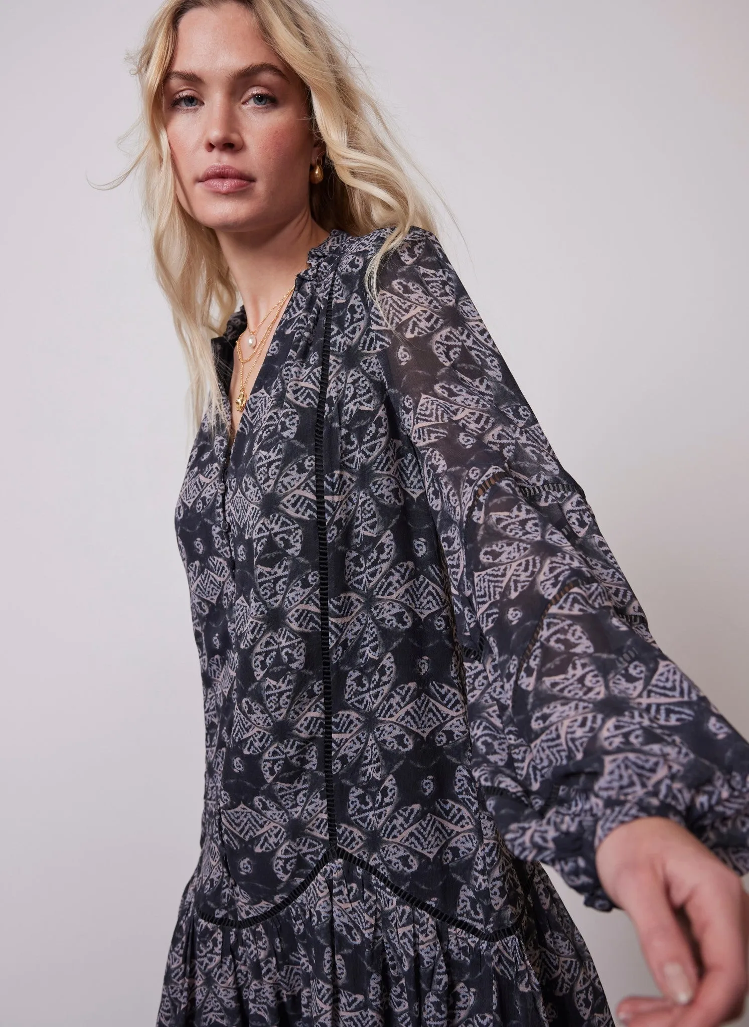 Black Printed Mini Dress sold by Mint Velvet product image thumbnail 2