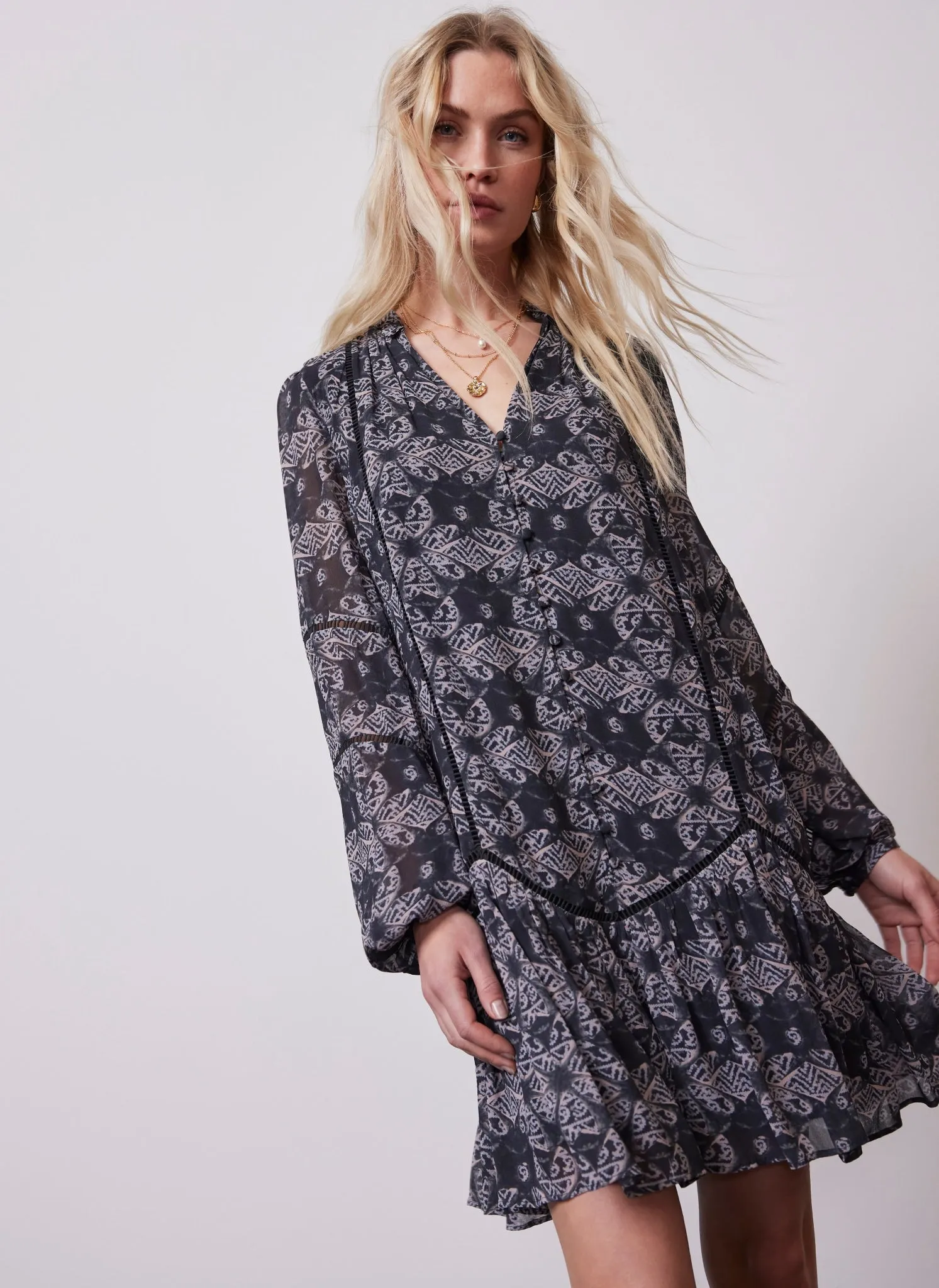 Black Printed Mini Dress sold by Mint Velvet product image thumbnail 5