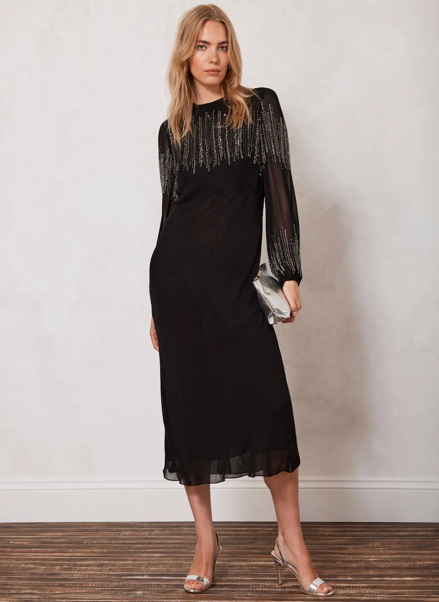 パーティードレス Black Full Length Embellished Dress Eco Alva Bustier Dress | Marciano