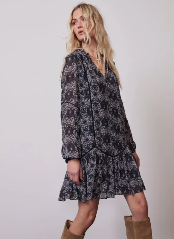 Black Printed Mini Dress sold by Mint Velvet