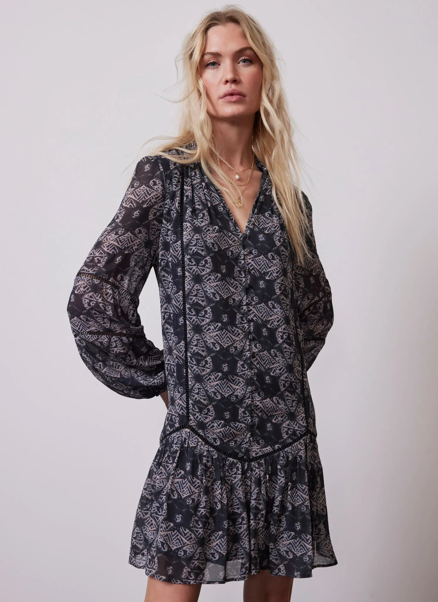 Black Printed Mini Dress sold by Mint Velvet product image thumbnail 4