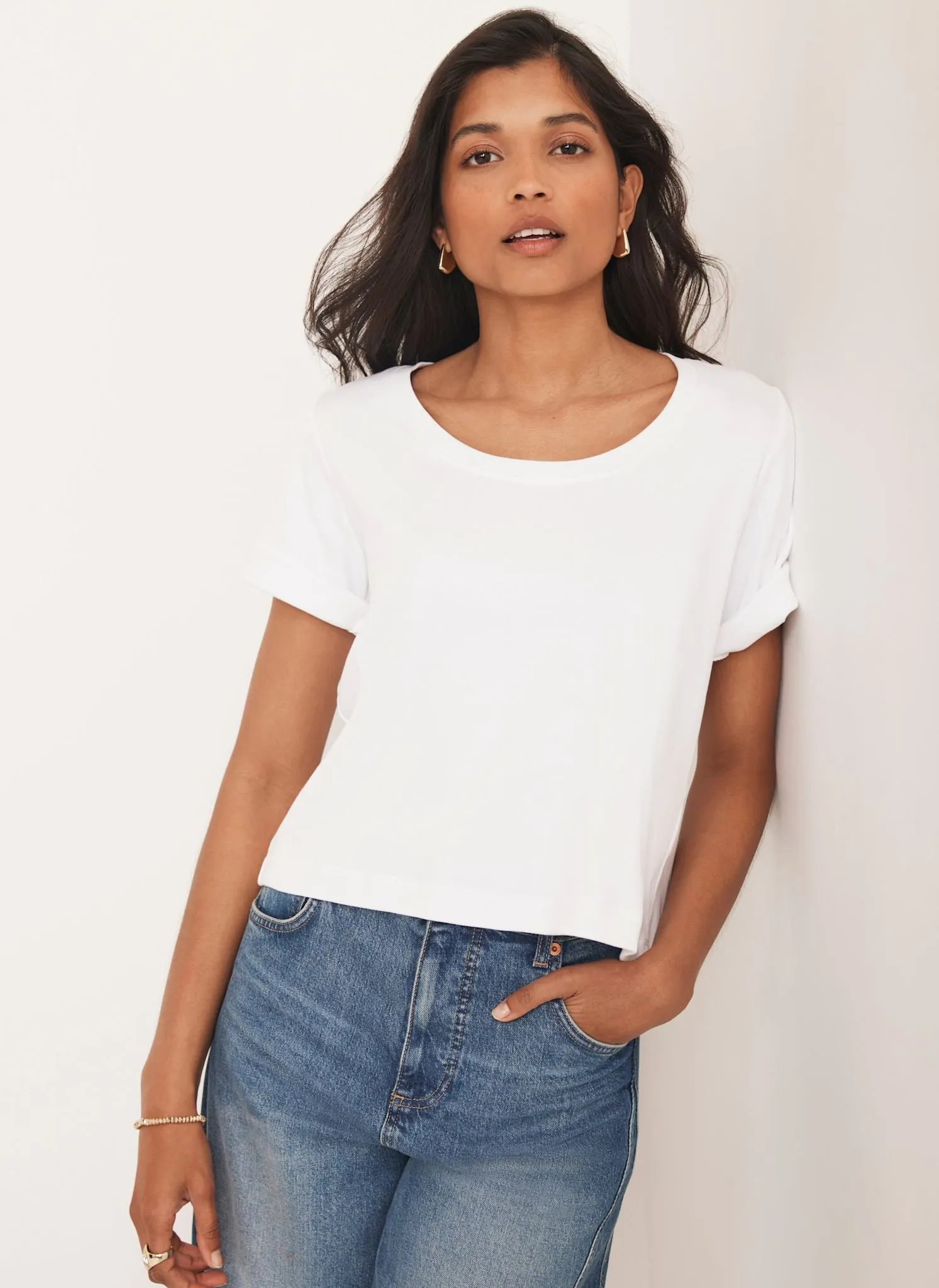 White Scoop Neck T-Shirt sold by Mint Velvet product image thumbnail 3