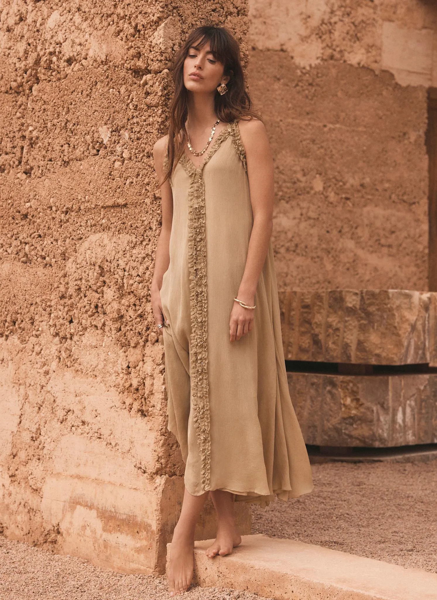 Khaki Embellished Maxi Dress sold by Mint Velvet product image thumbnail 5