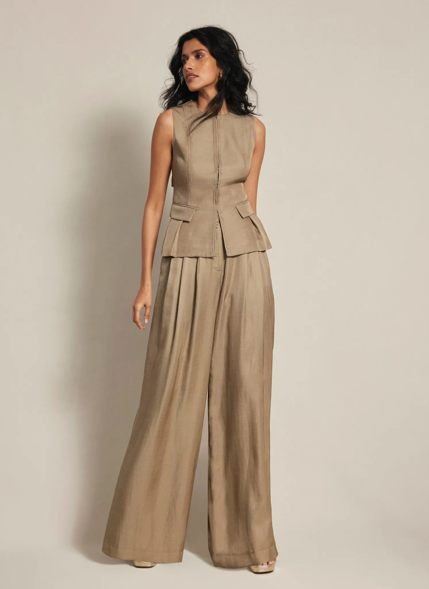 Taupe Tie Back Waistcoat sold by Mint Velvet product image thumbnail 3