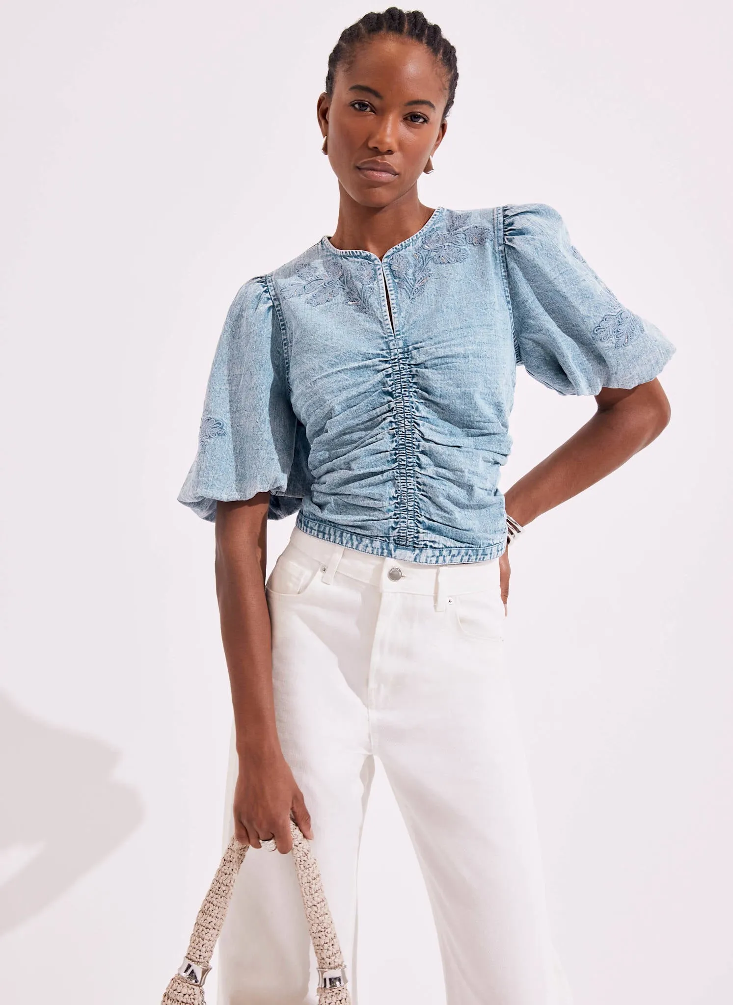 Indigo Denim Embroidered Top sold by Mint Velvet product image thumbnail 3