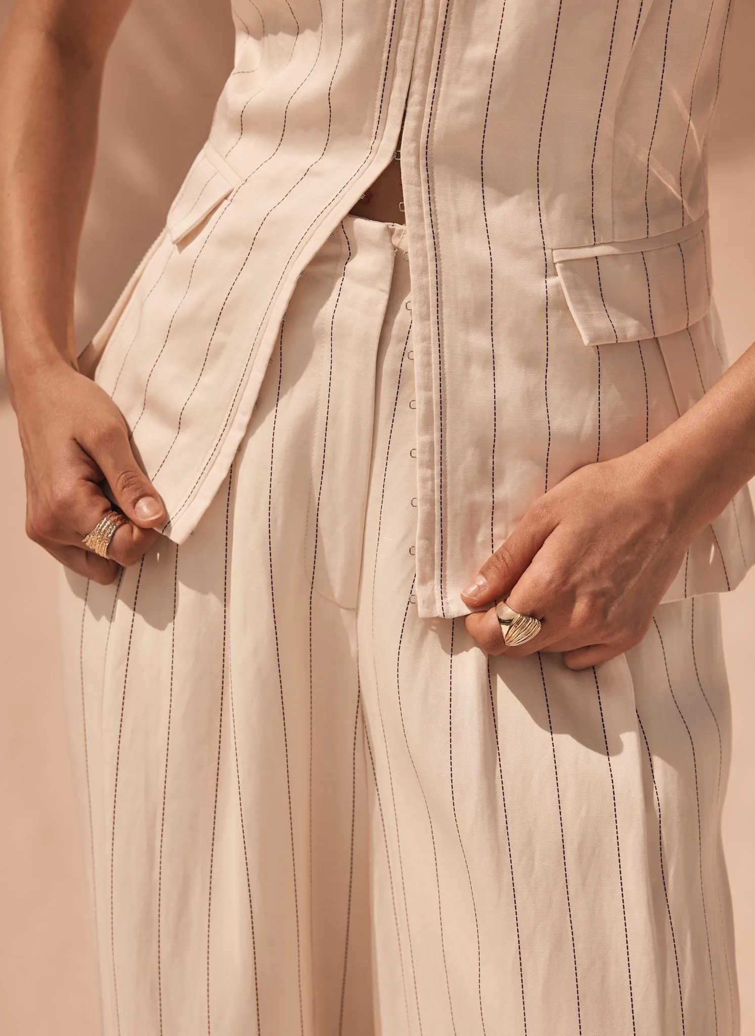 Cream Pinstripe Tie Back Waistcoat sold by Mint Velvet product image thumbnail 4