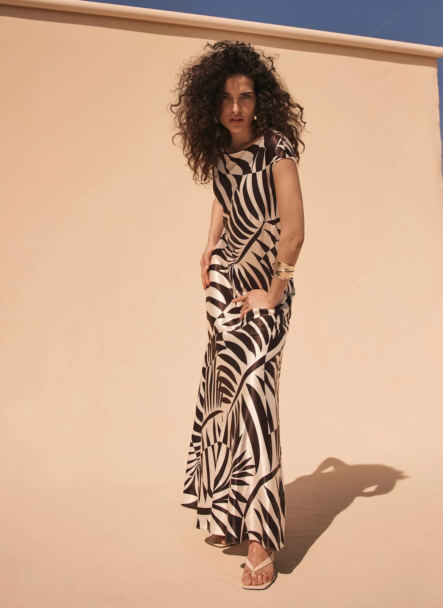 Brown Satin Palm Print Maxi Dress sold by Mint Velvet product image thumbnail 3