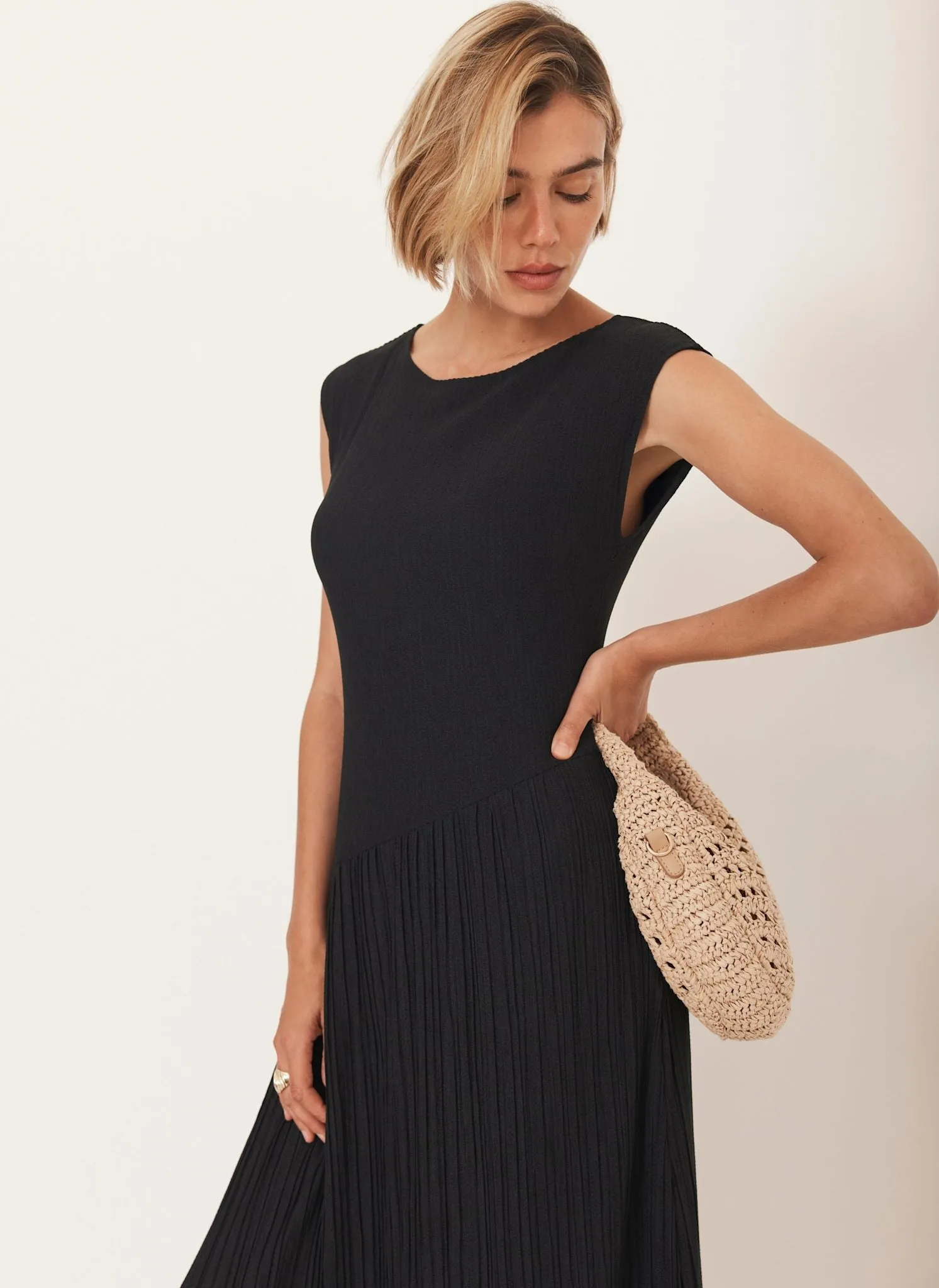 Navy Pleated Midi Dress sold by Mint Velvet product image thumbnail 4
