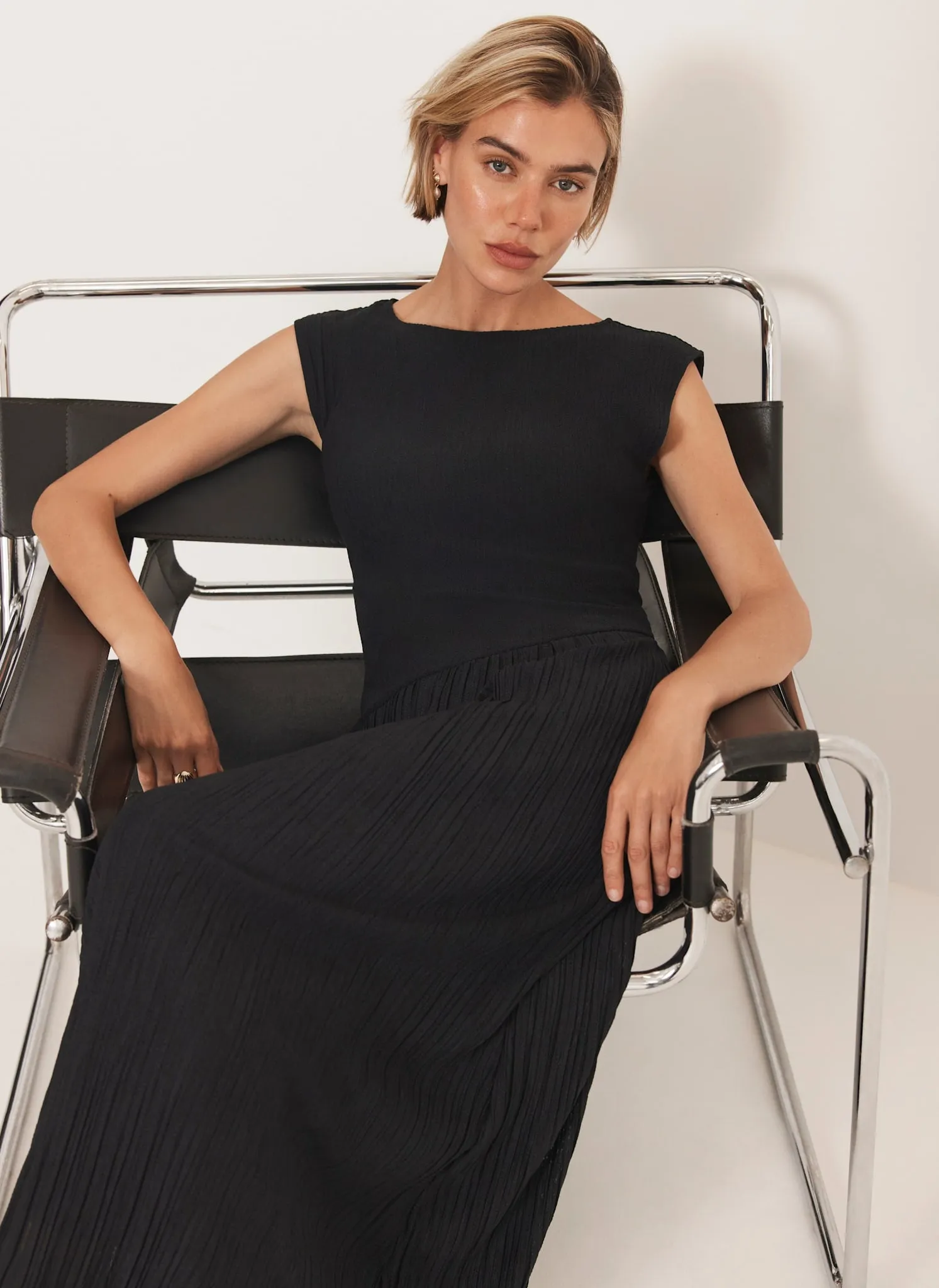 Navy Pleated Midi Dress sold by Mint Velvet product image thumbnail 3