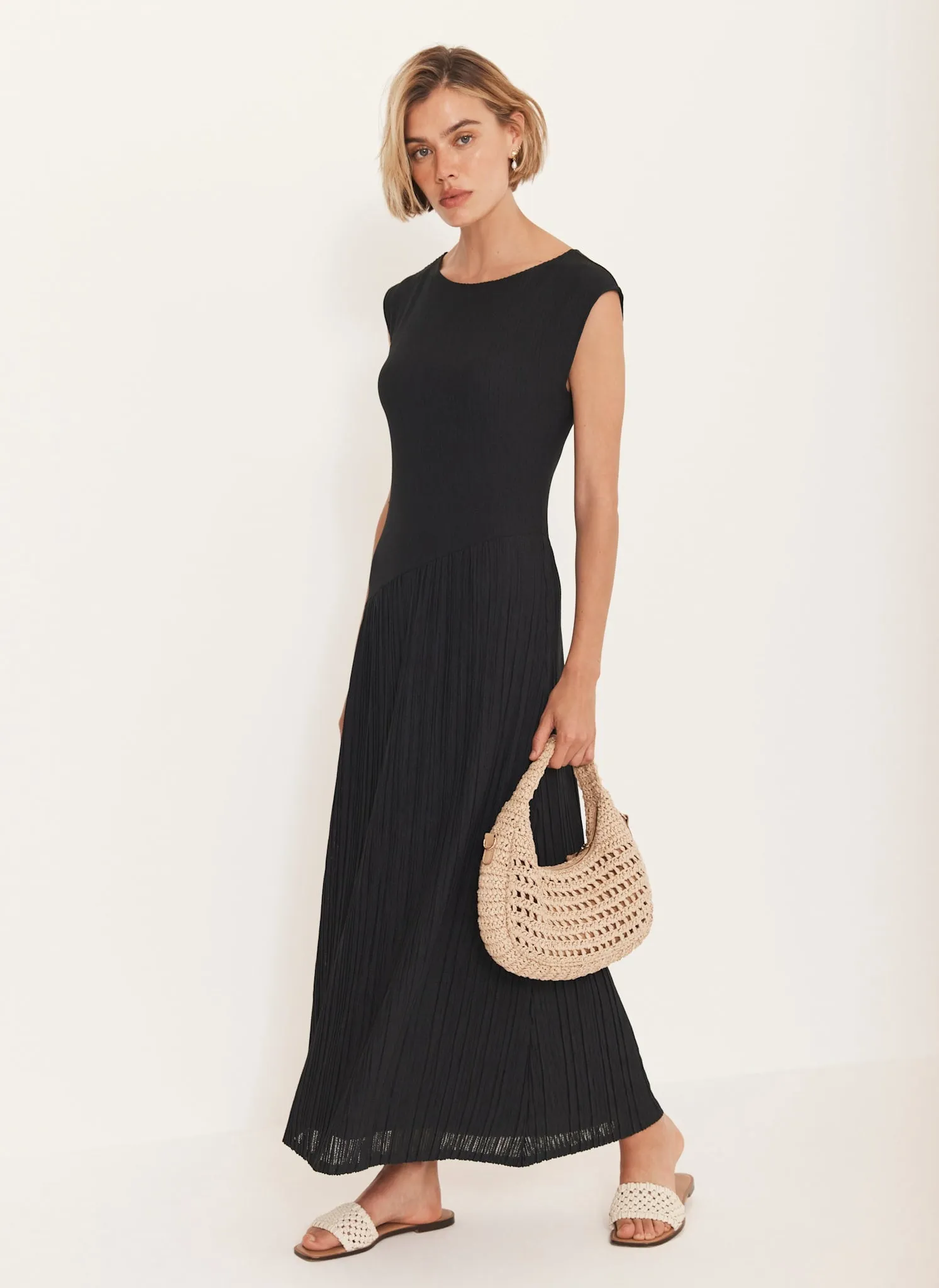 Navy Pleated Midi Dress sold by Mint Velvet product image thumbnail 2
