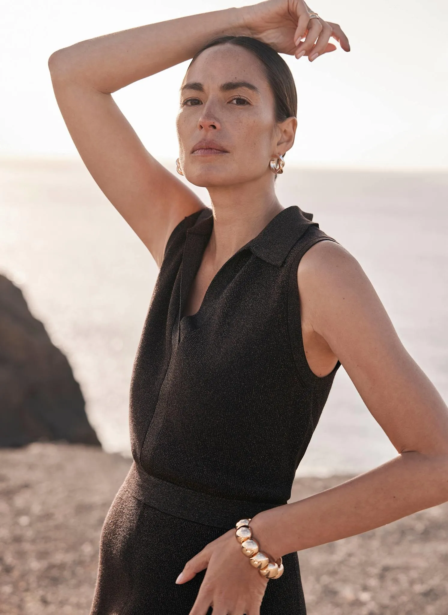 Brown Metallic Knit Midi Dress sold by Mint Velvet product image thumbnail 4