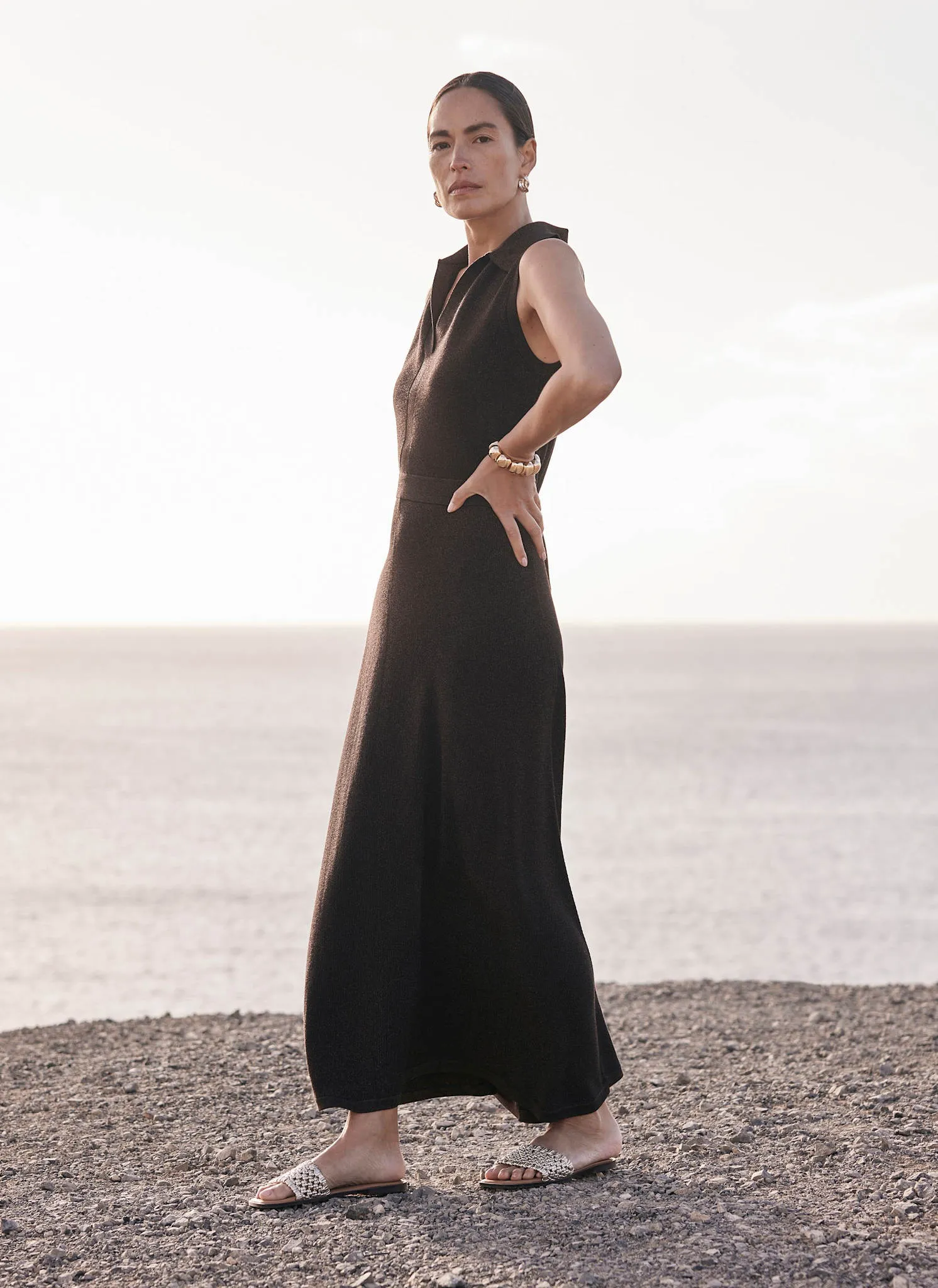 Brown Metallic Knit Midi Dress sold by Mint Velvet product image thumbnail 5